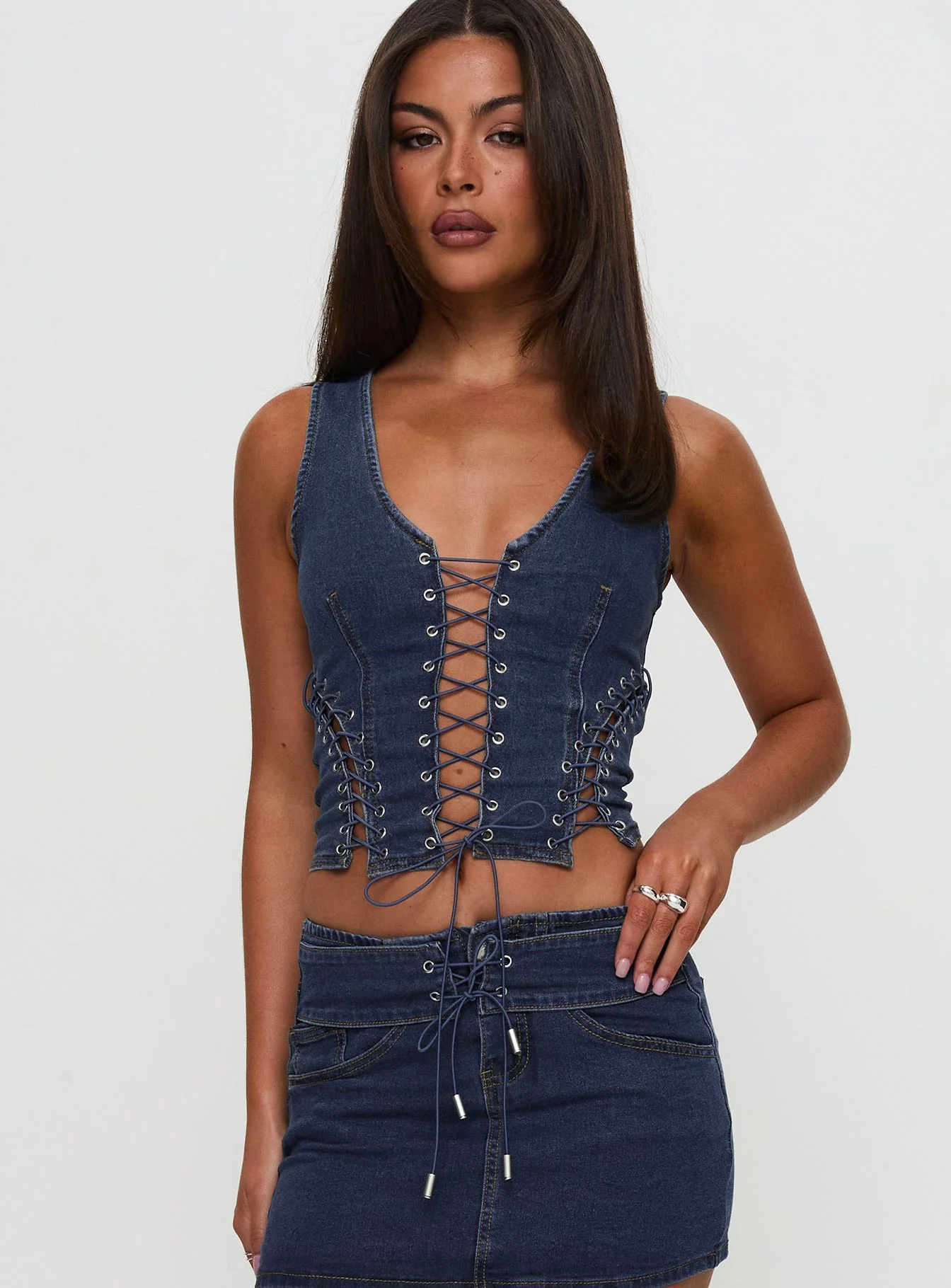 Edenette Top Mid Blue Wash
