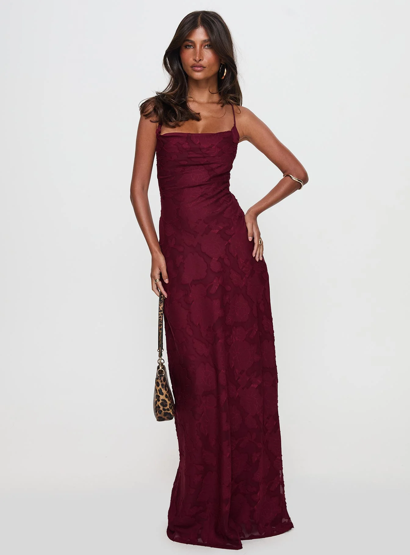 Celena Maxi Dress Burgundy Burnout Petite
