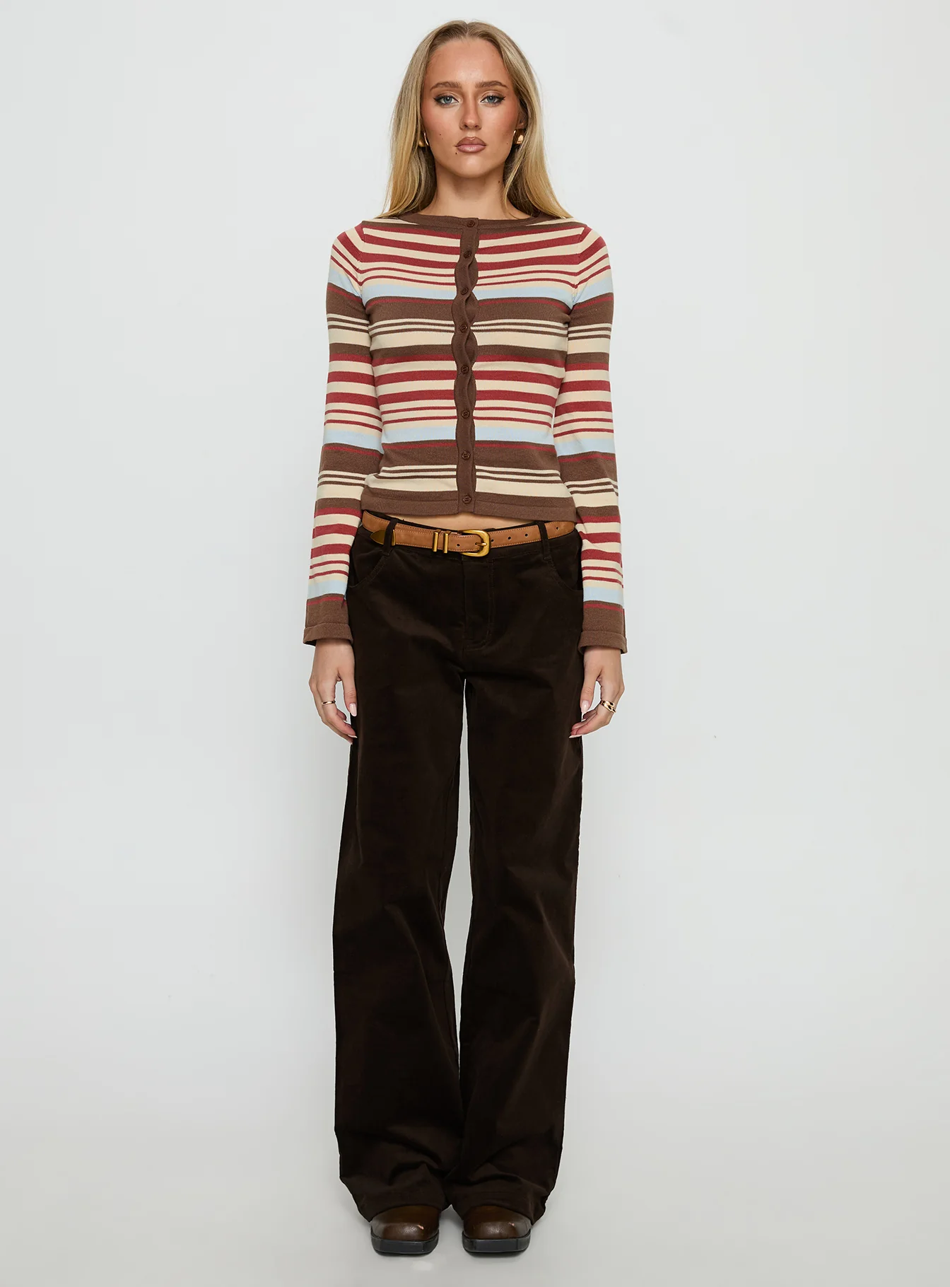 Kenza Wide Leg Corduroy Pant Brown