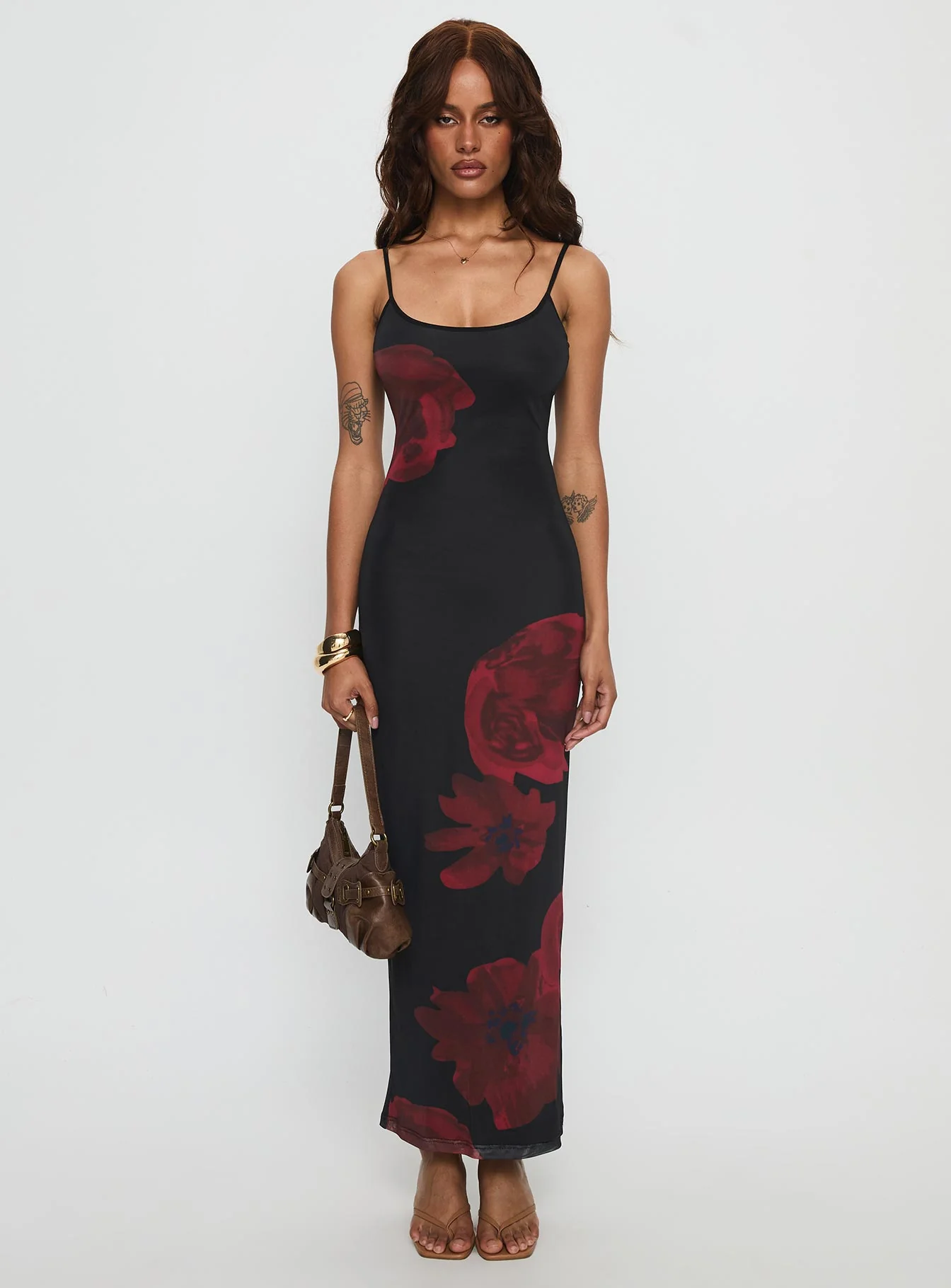 Lucky to Love Maxi Dress Black / Red Floral