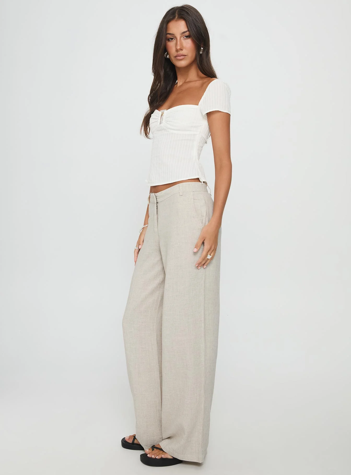 Syrena Tailored Wide Leg Pant Natural