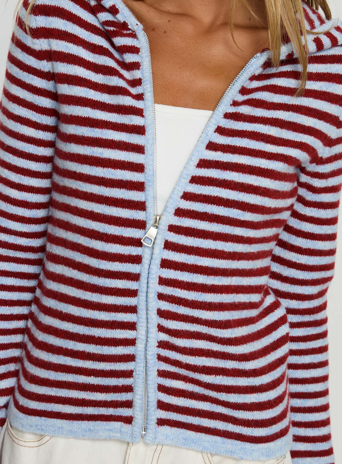 Superstars Zip Through Hoodie Blue / Red Stripe