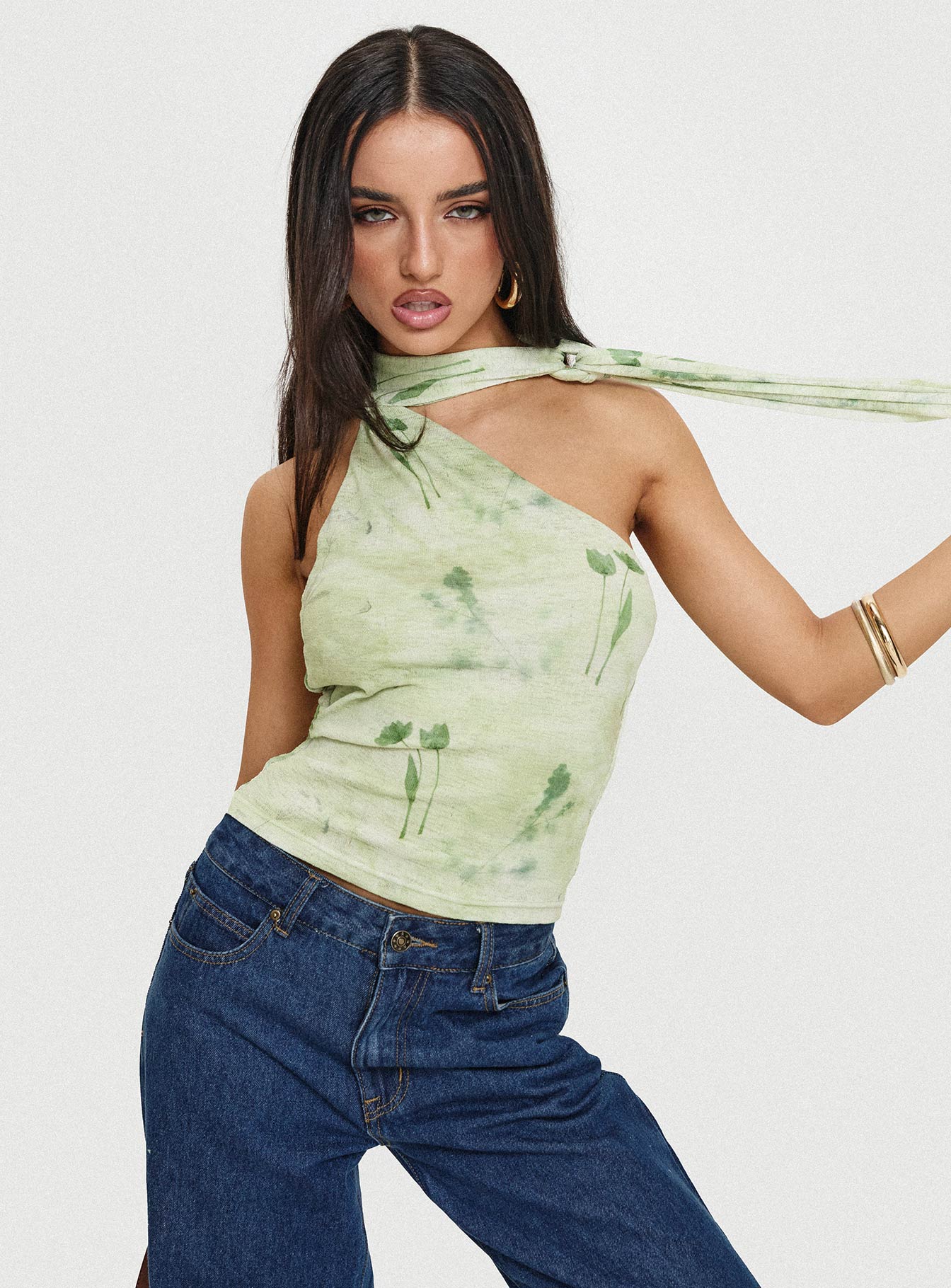 Anderstone Neck Tie Top Green