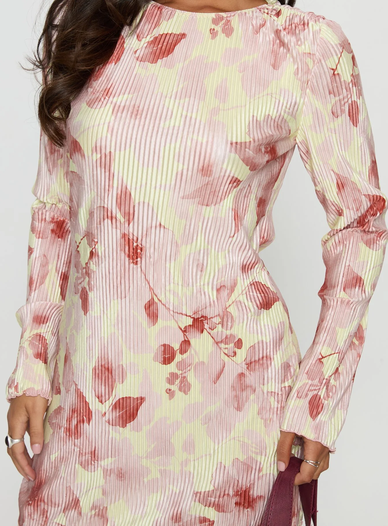 Odelie Long Sleeve Plisse Mini Dress Multi Floral