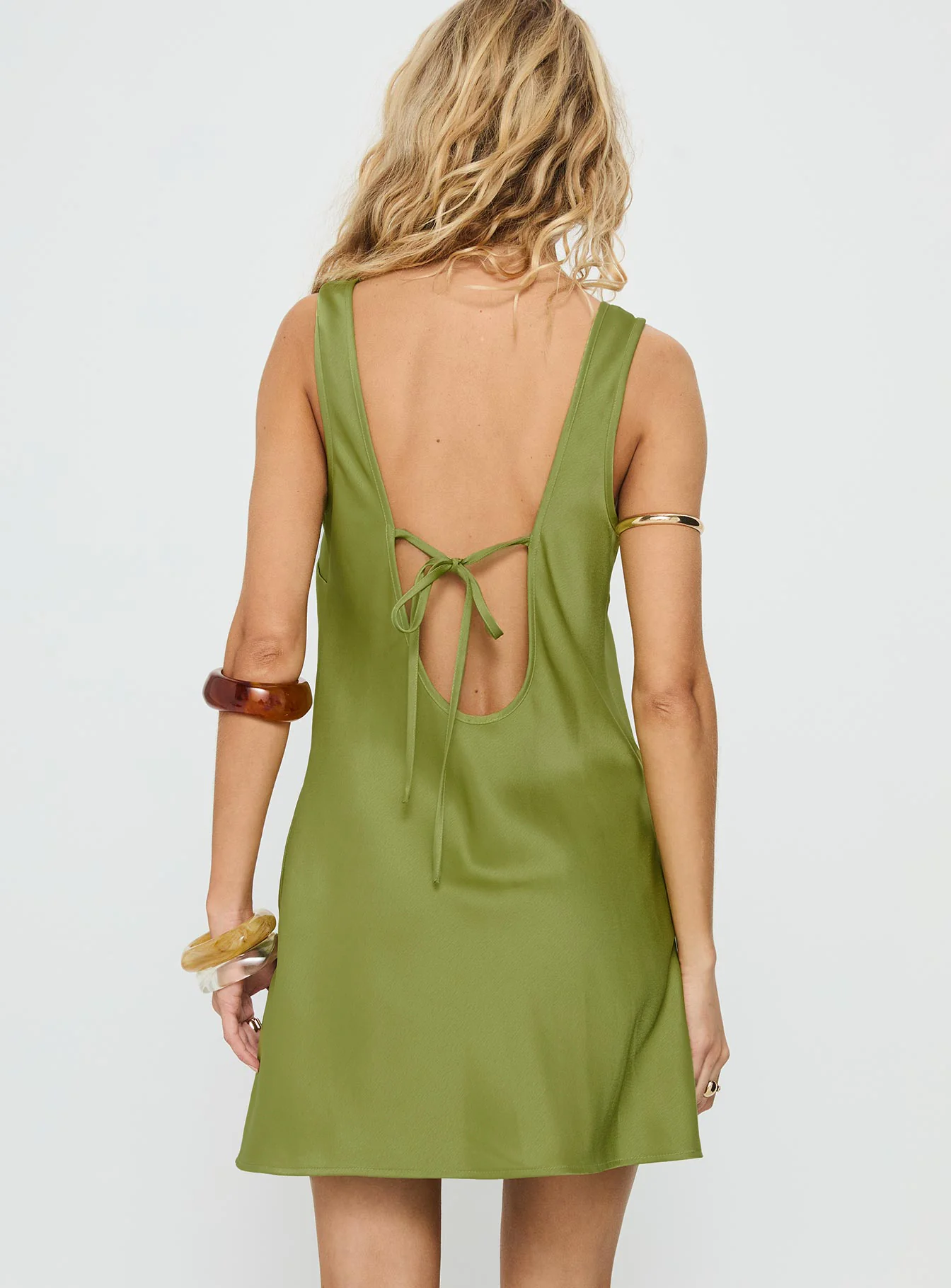 Kalyssia Tie Back Shift Mini Dress Green