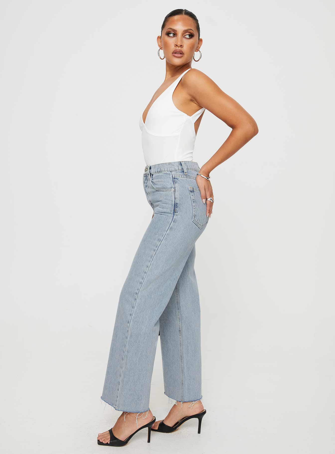 Fawcett High Rise Straight Leg Jeans Light Blue Wash Petite