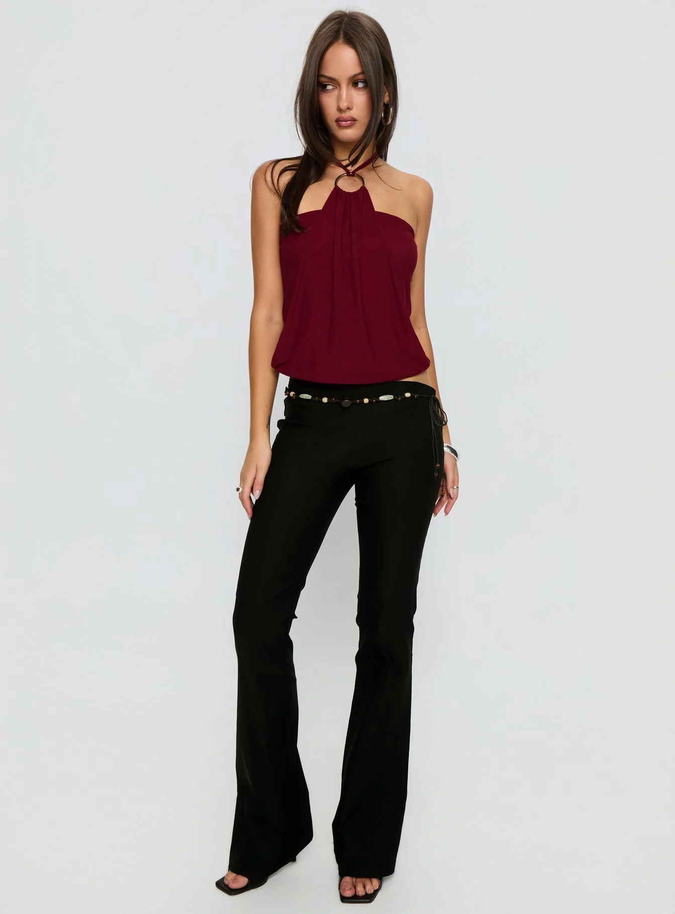 Krislynn Button Belt Pants Black