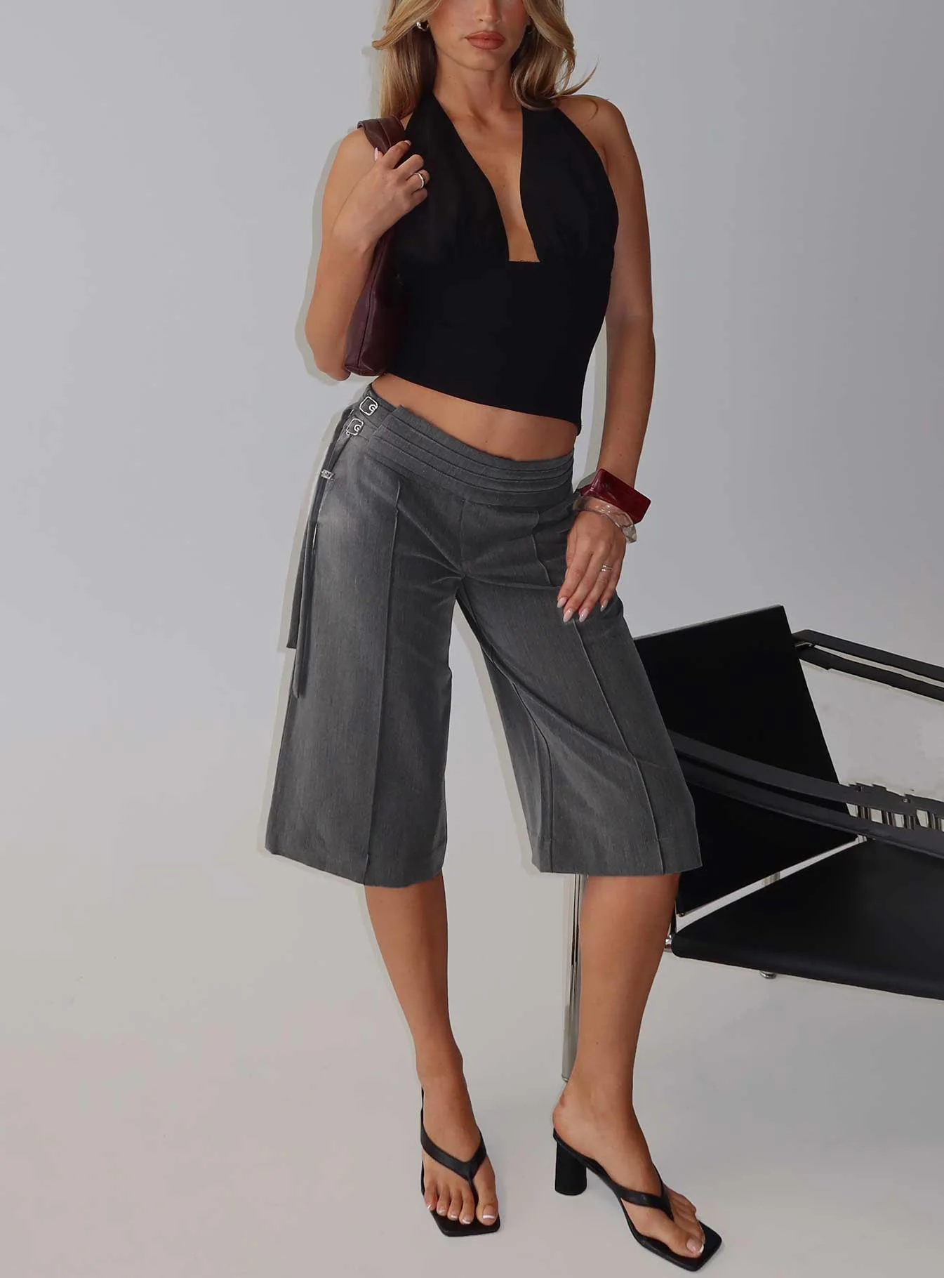 Rakelle 3/4 Tailored Shorts Dark Grey