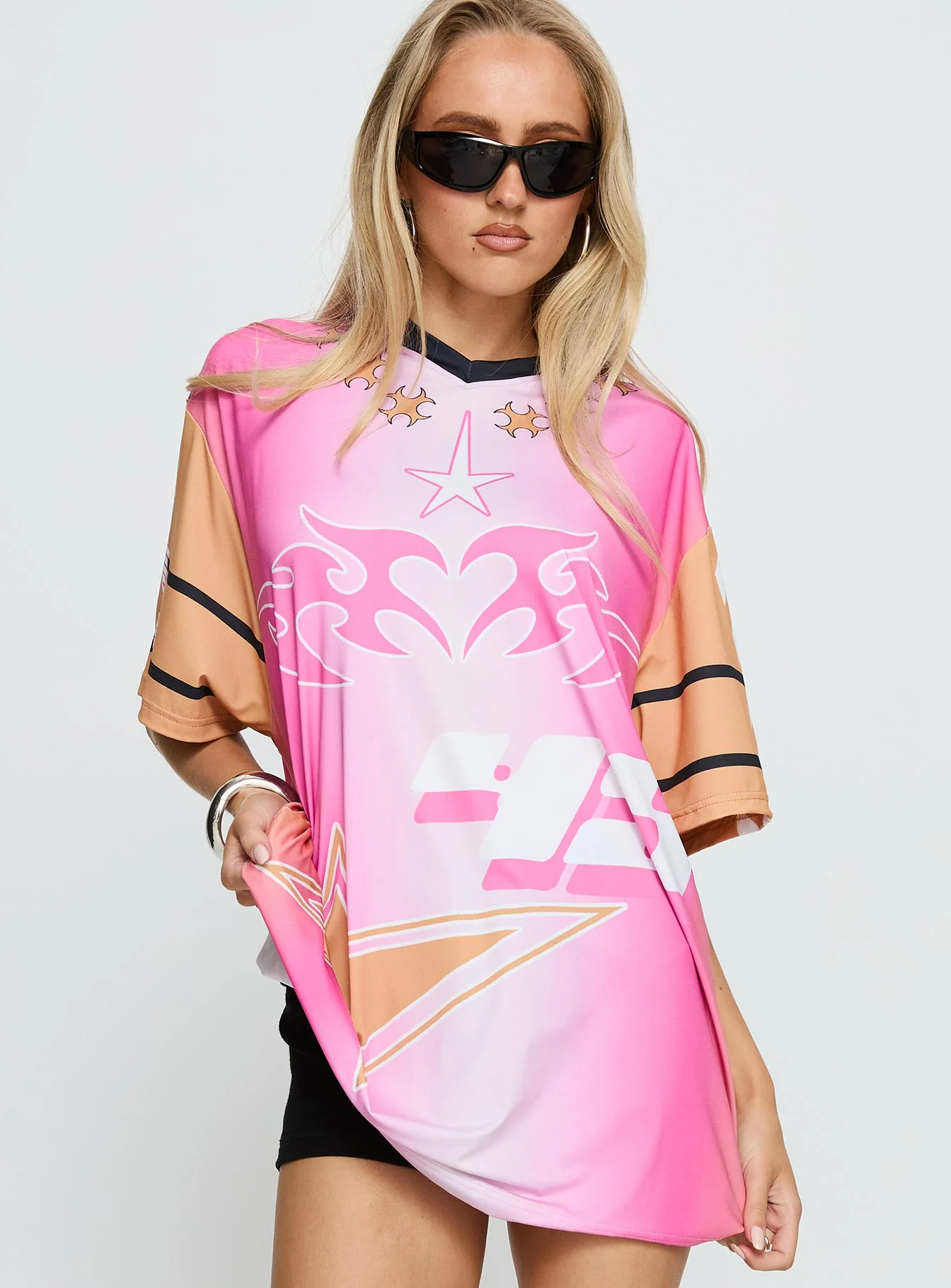 Moto Angel Graphic Top Pink / Orange