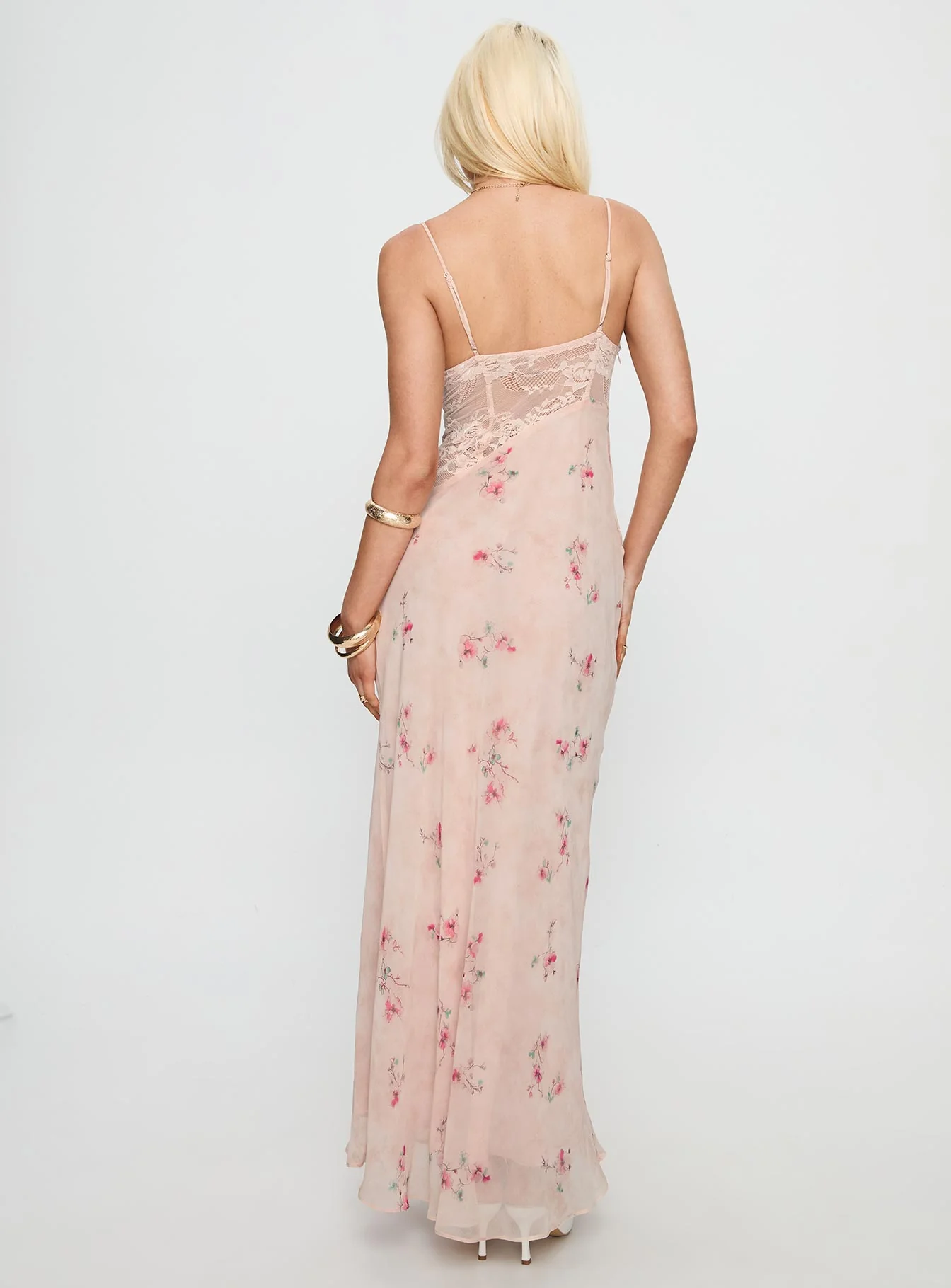 Rheina Lace Maxi Dress Pink Floral