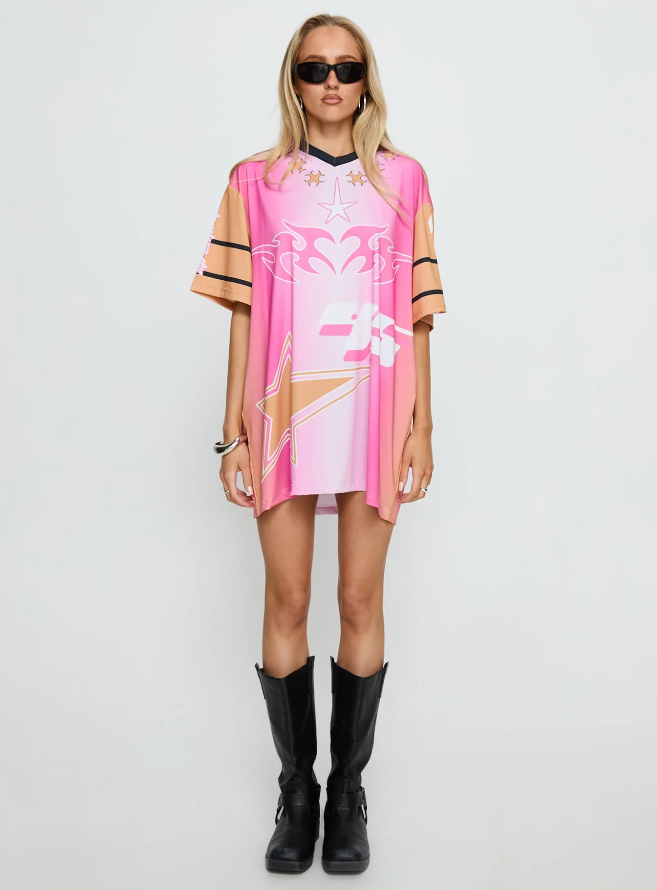 Moto Angel Graphic Top Pink / Orange