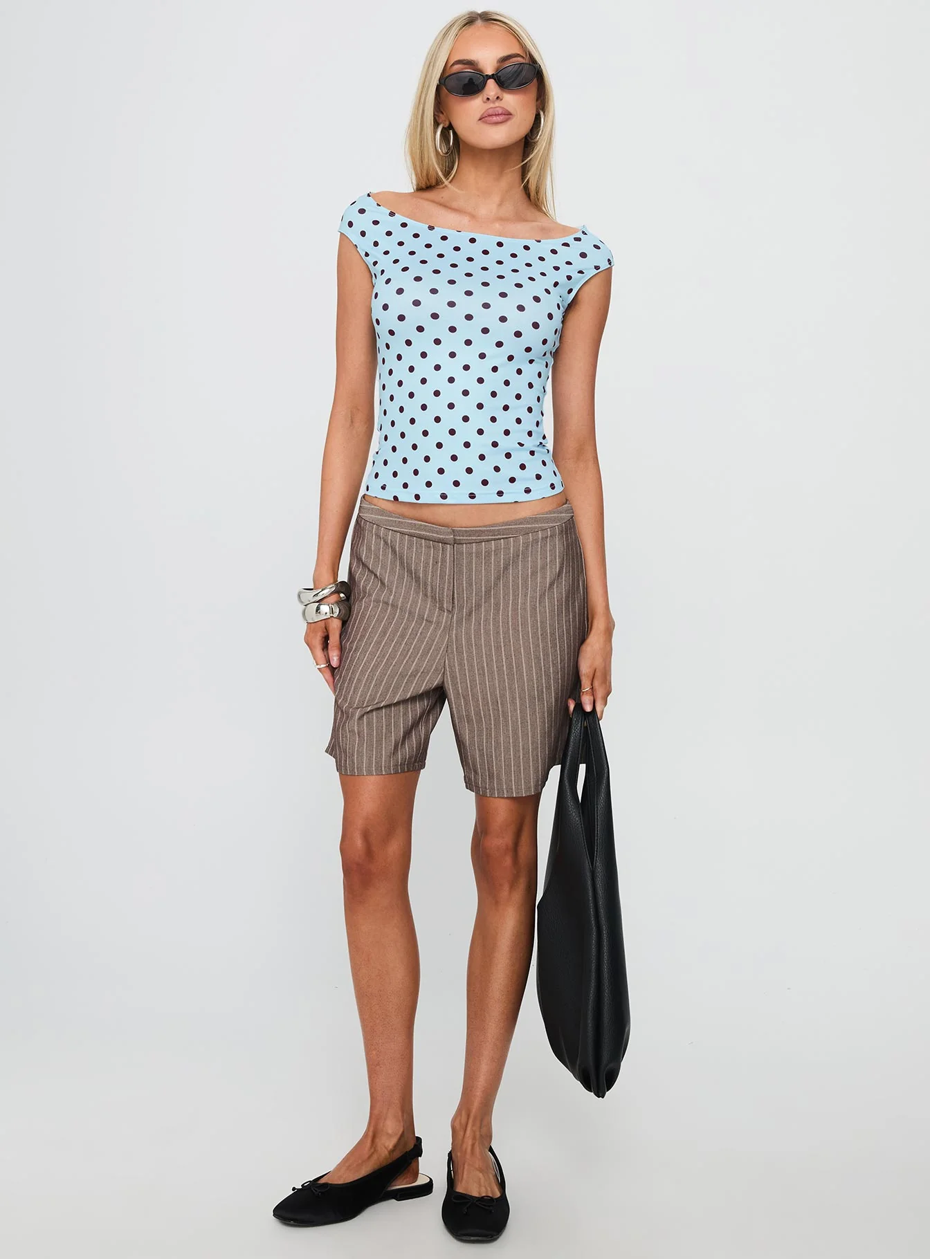 Cheirosa Off Shoulder Top Blue / Brown