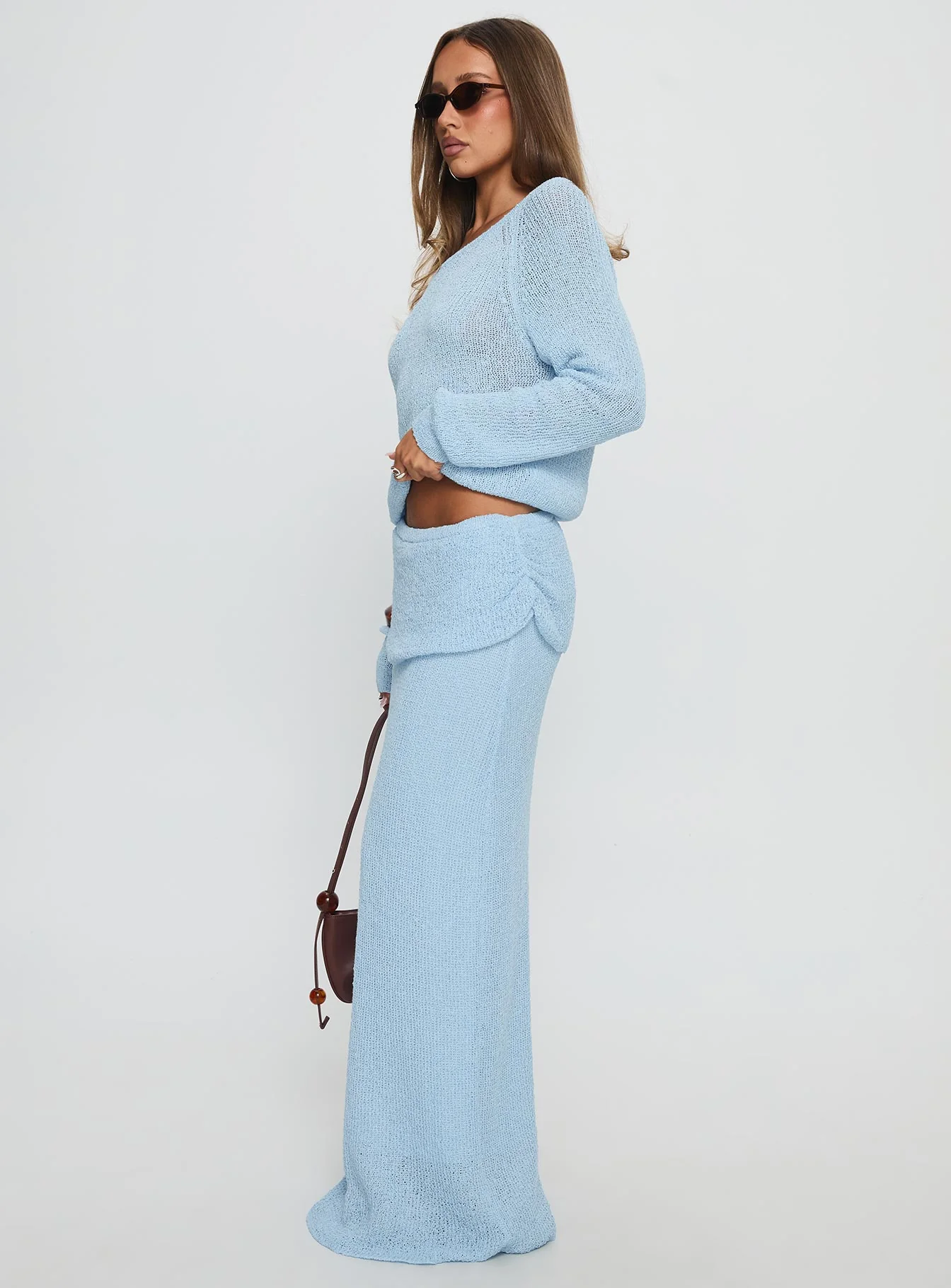 Tessira Boucle Maxi Skirt Blue