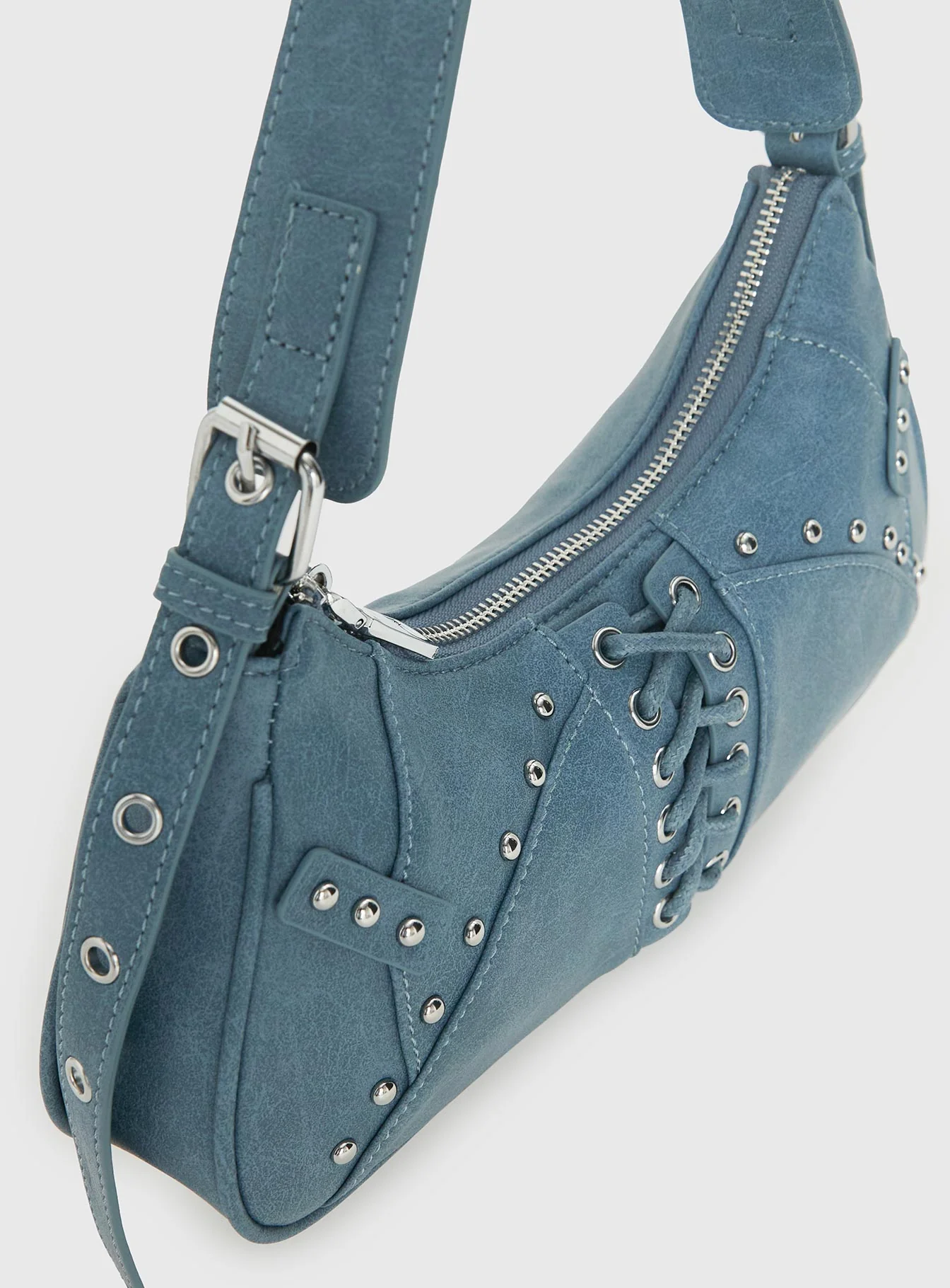 Langston Tie-Up Detail Shoulder Bag Blue