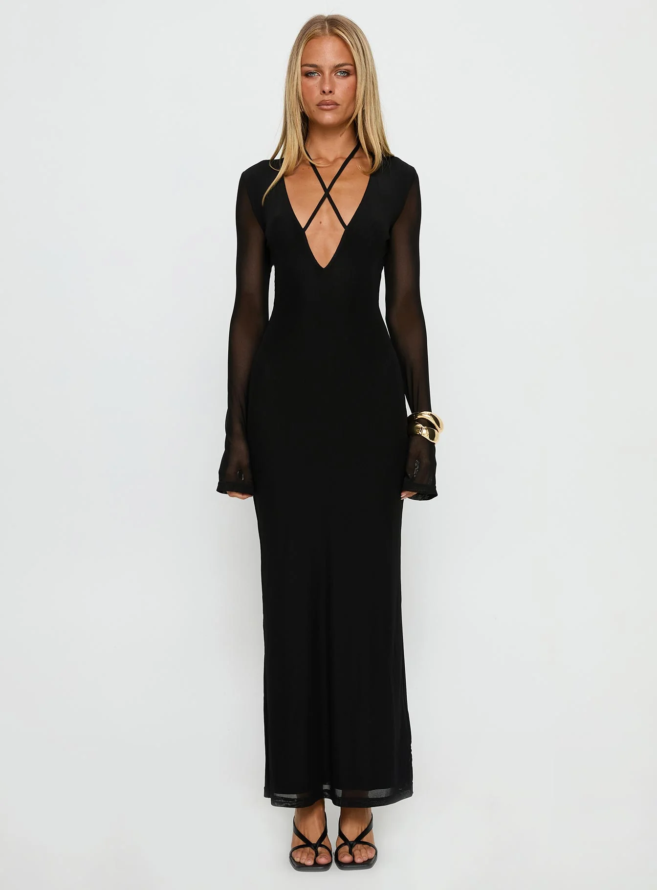 Ariadna Cut Out Long Sleeve Maxi Dress Black