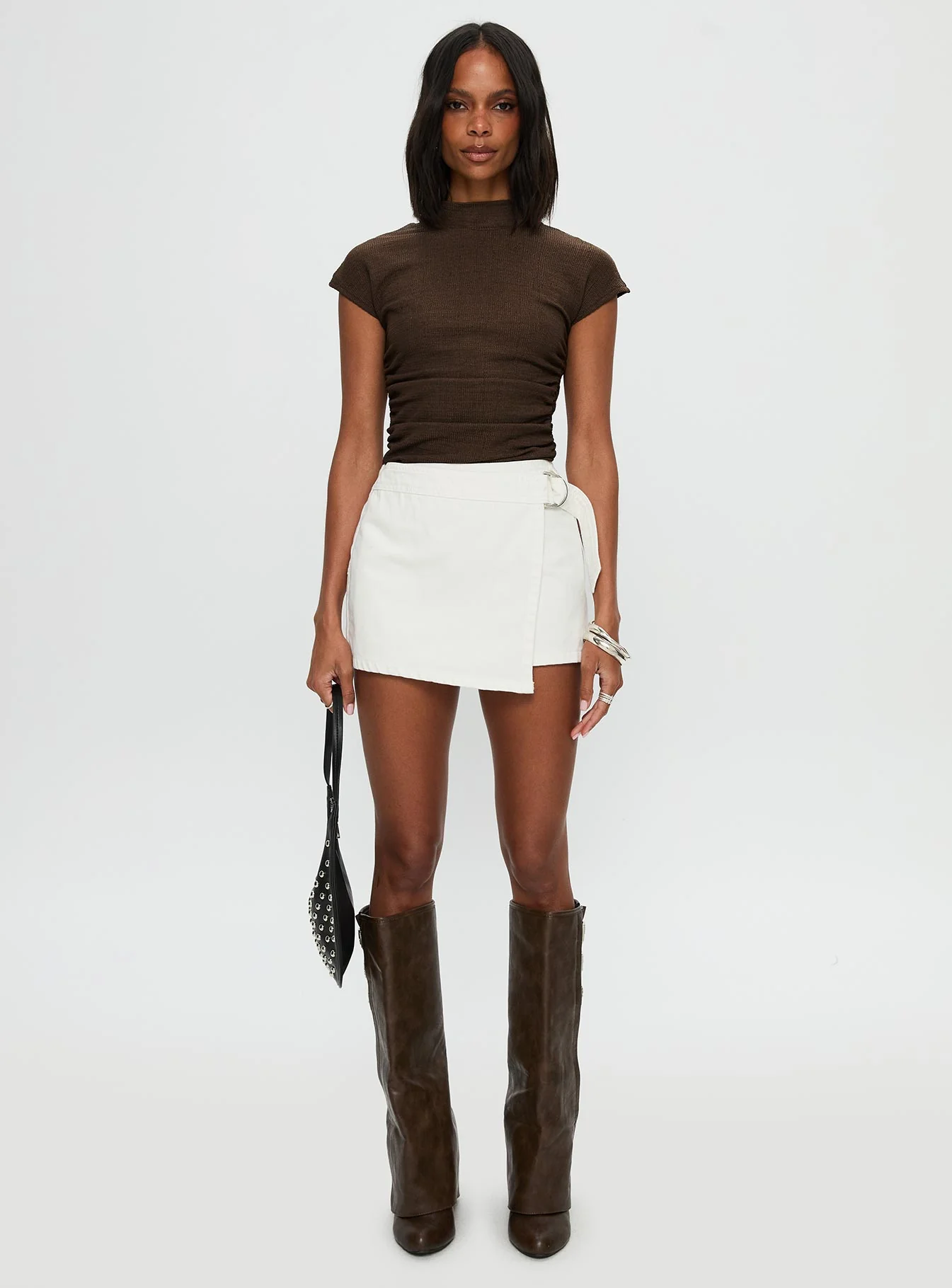 Elinora Wrap Mini Skirt White