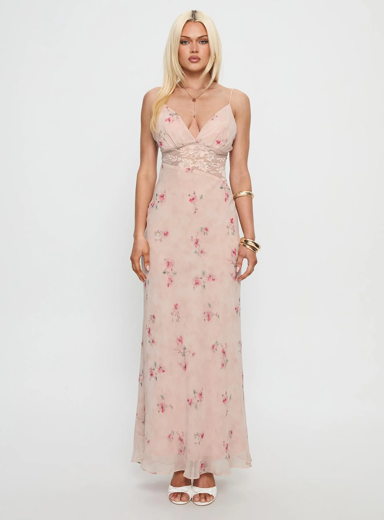 Rheina Lace Maxi Dress Pink Floral