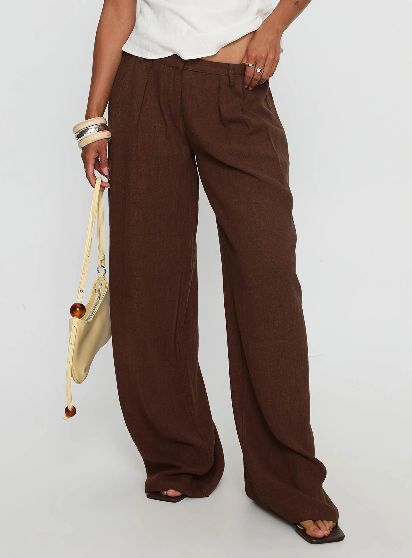 Vianca Low Rise Linen Pant Chocolate