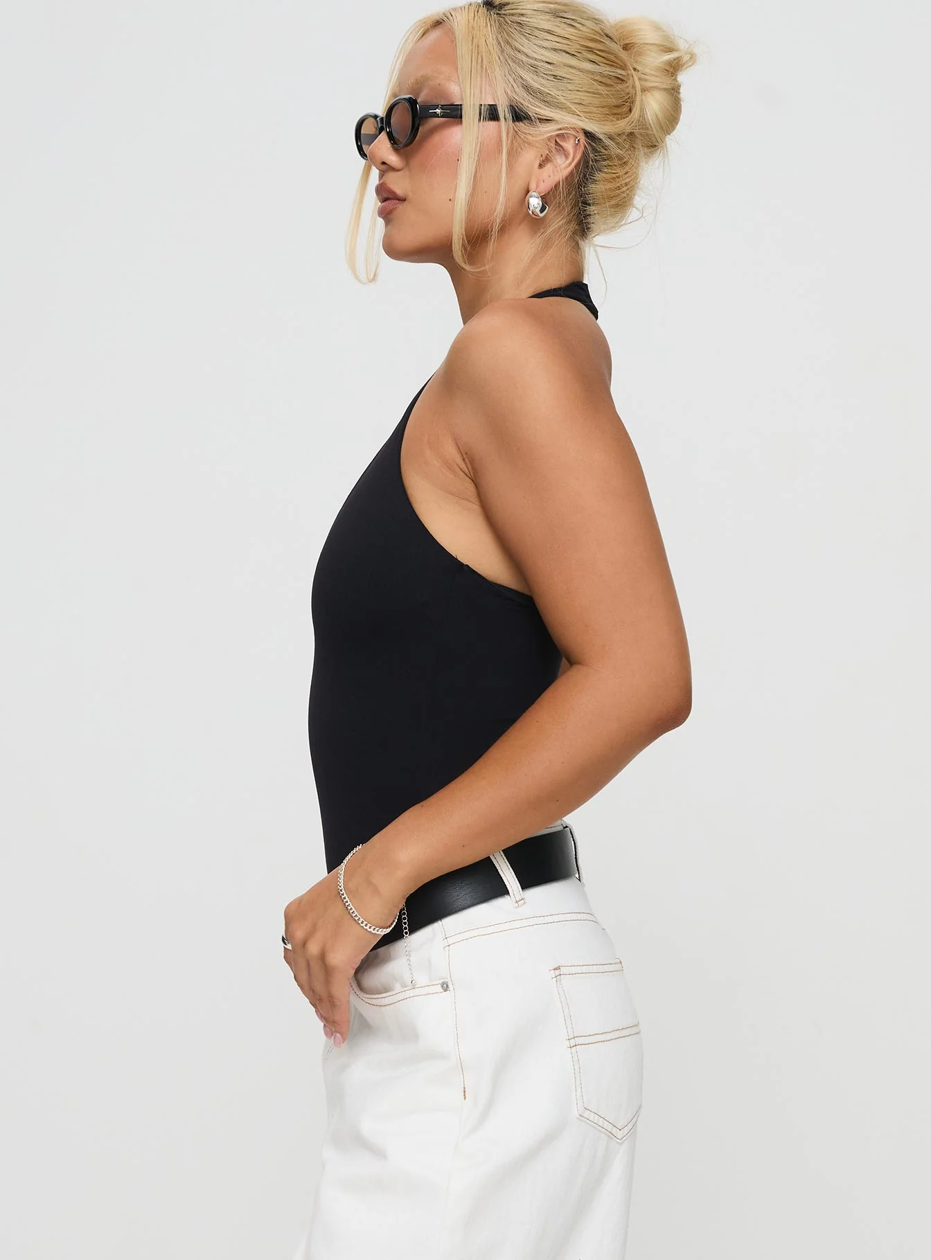 Someone New Halter Bodysuit Black