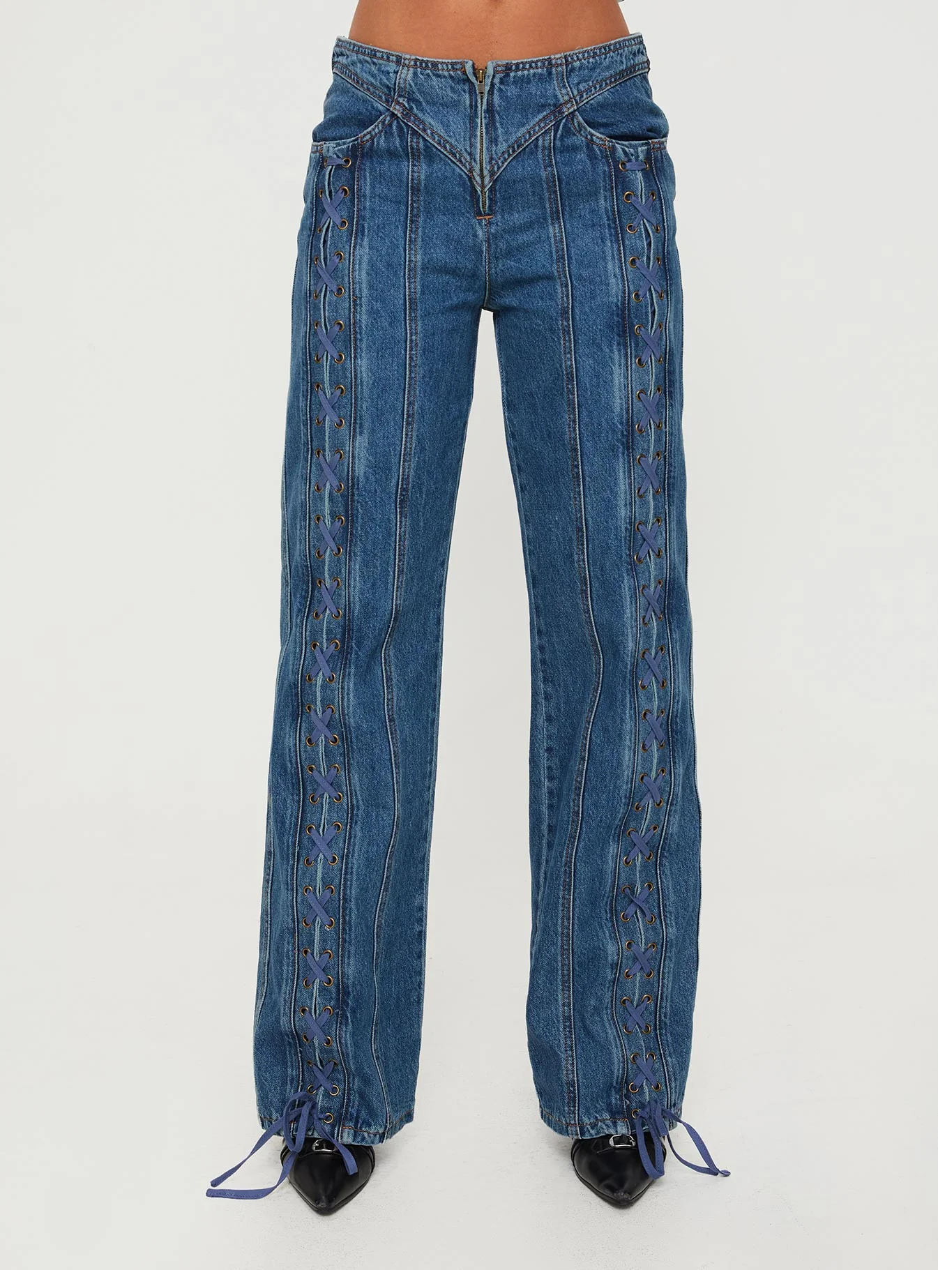 Day Dream Mid Rise Straight Leg Jeans Dark Blue Wash