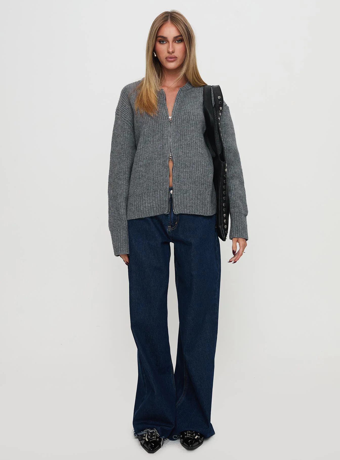 Lexene Zip Through Jumper Grey