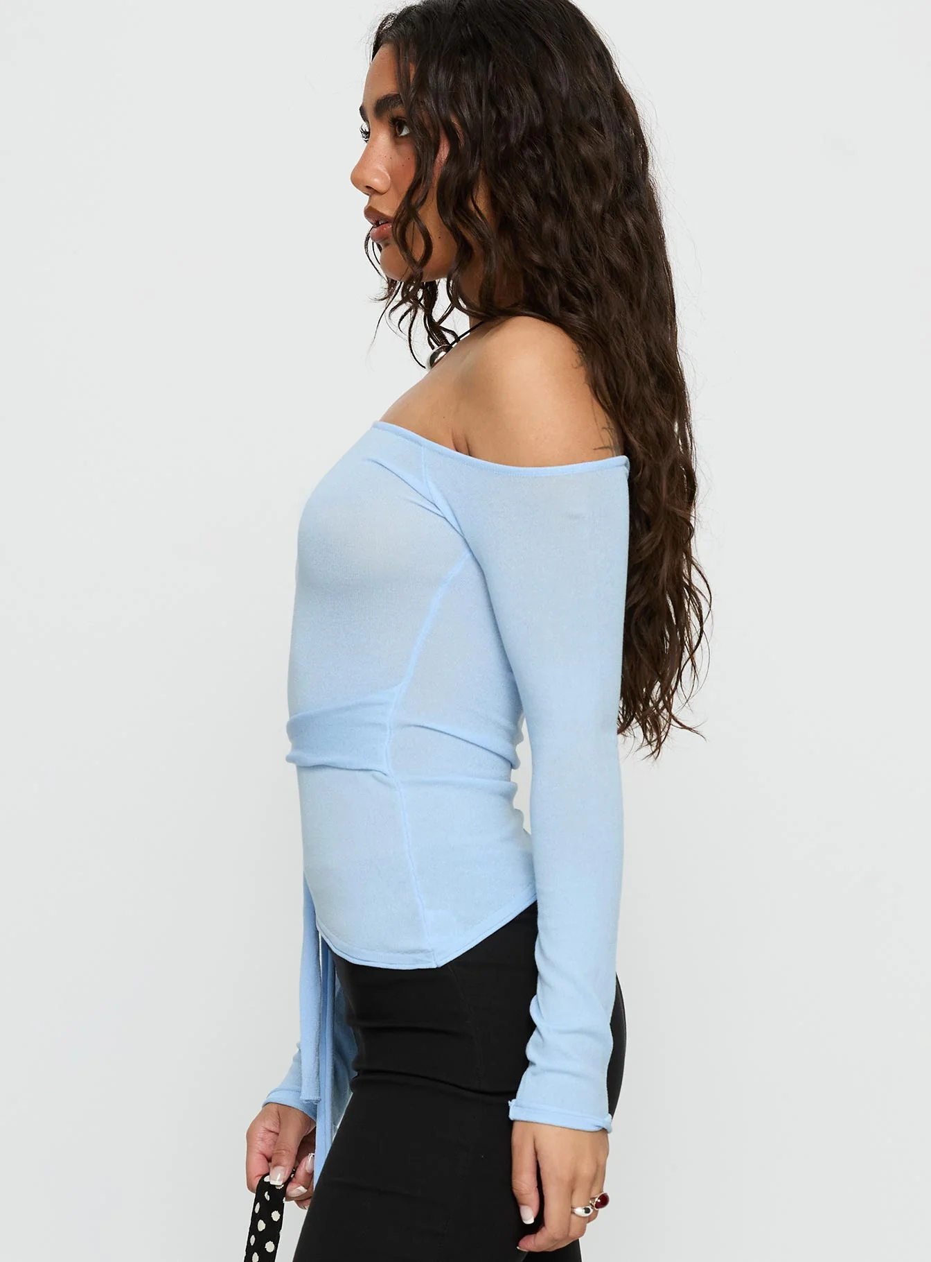Kastor One Shoulder Long Sleeve Top Blue