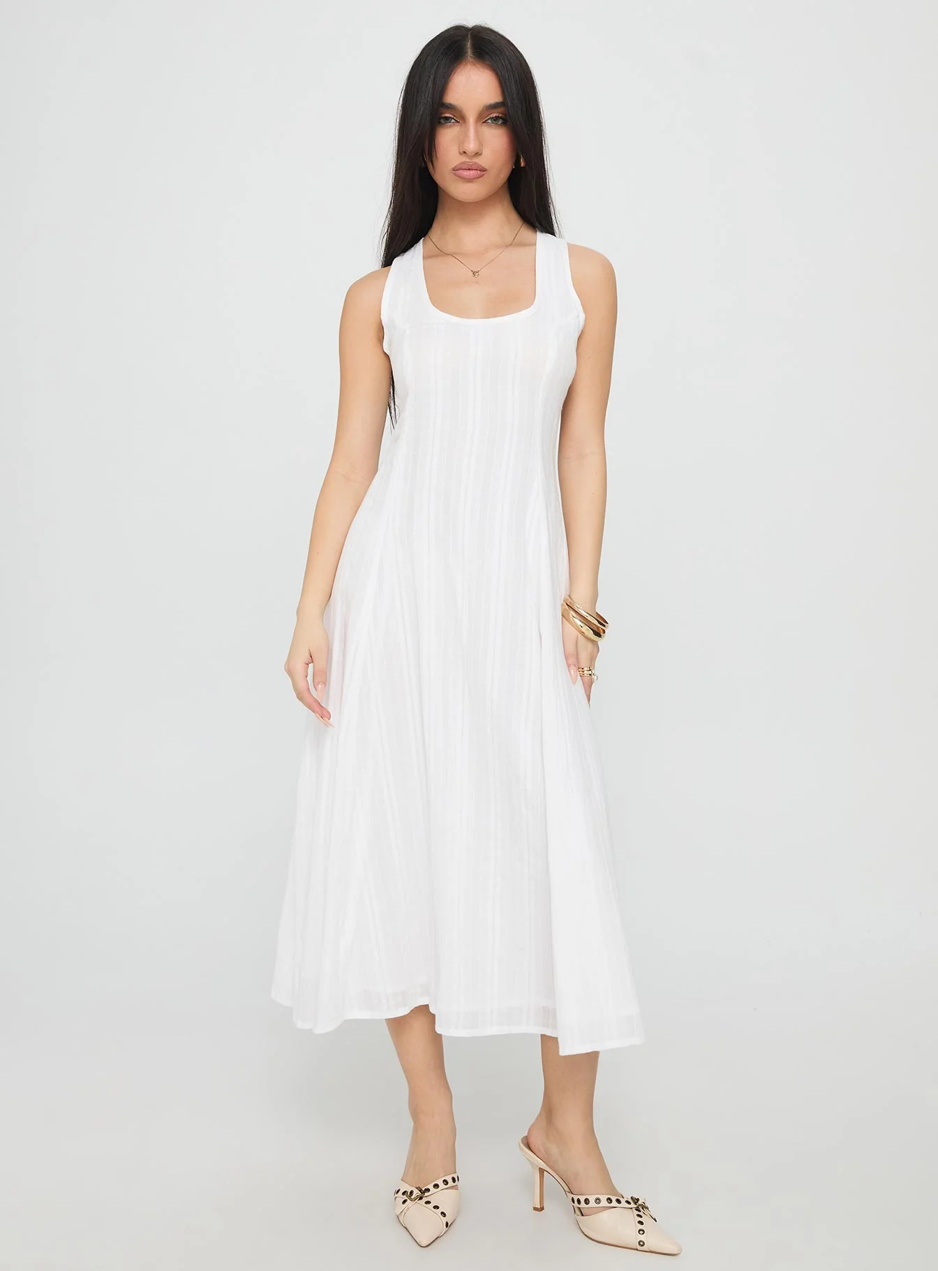 Forever Loved Panelled Midi Dress White