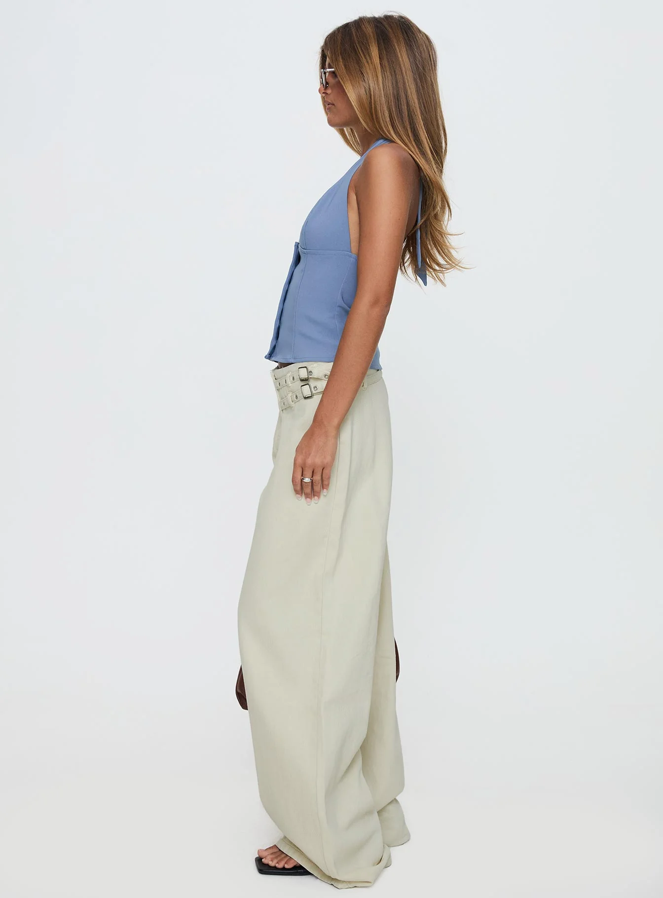 Paltrow Mid Rise Wide Leg Cargo Jeans Cream