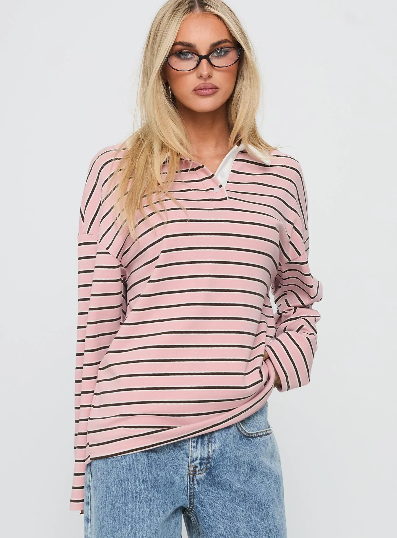 High Regard Collared Jersey Pink Stripe