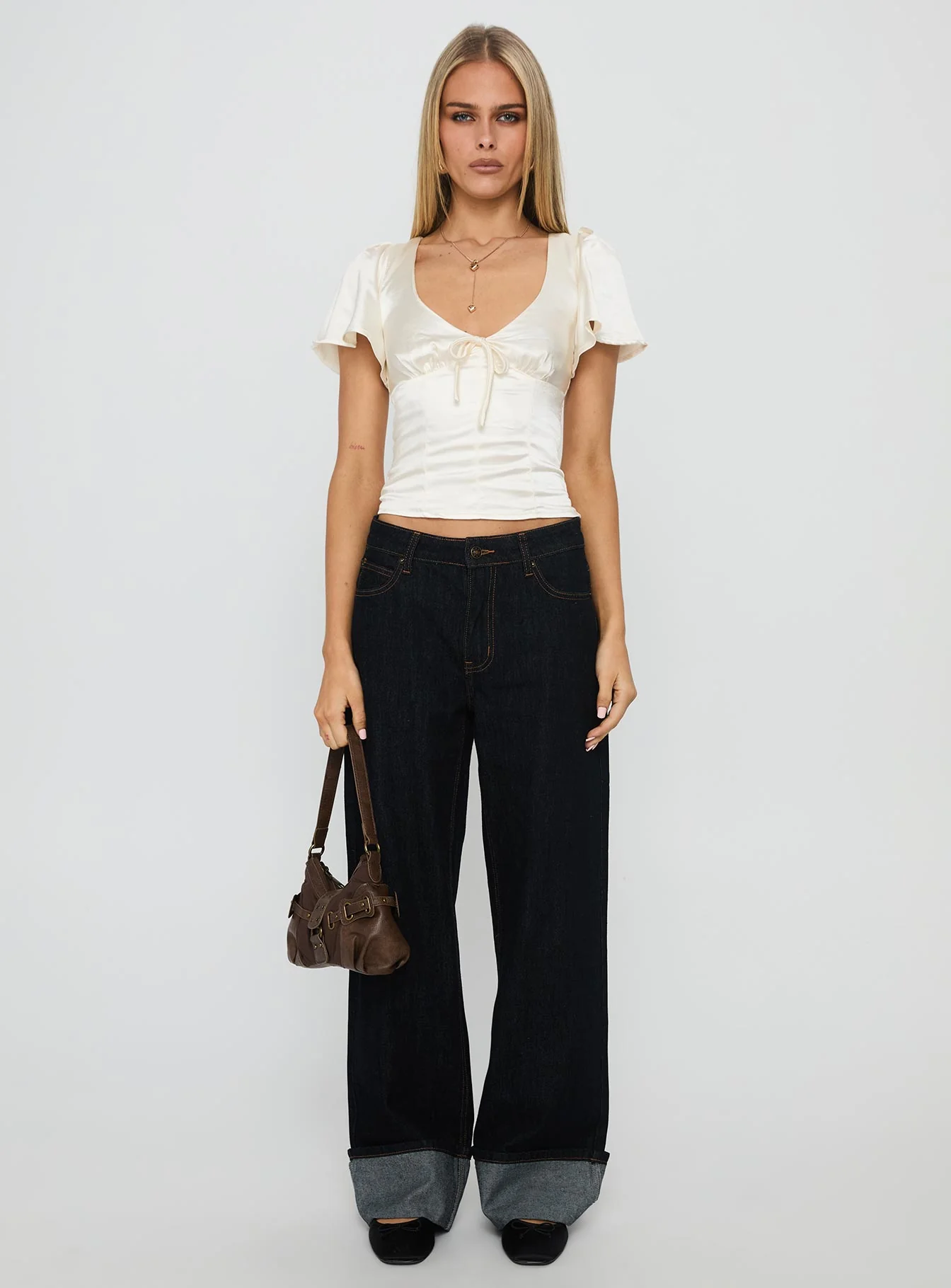 Sun Will Rise Tie Detail Top Cream