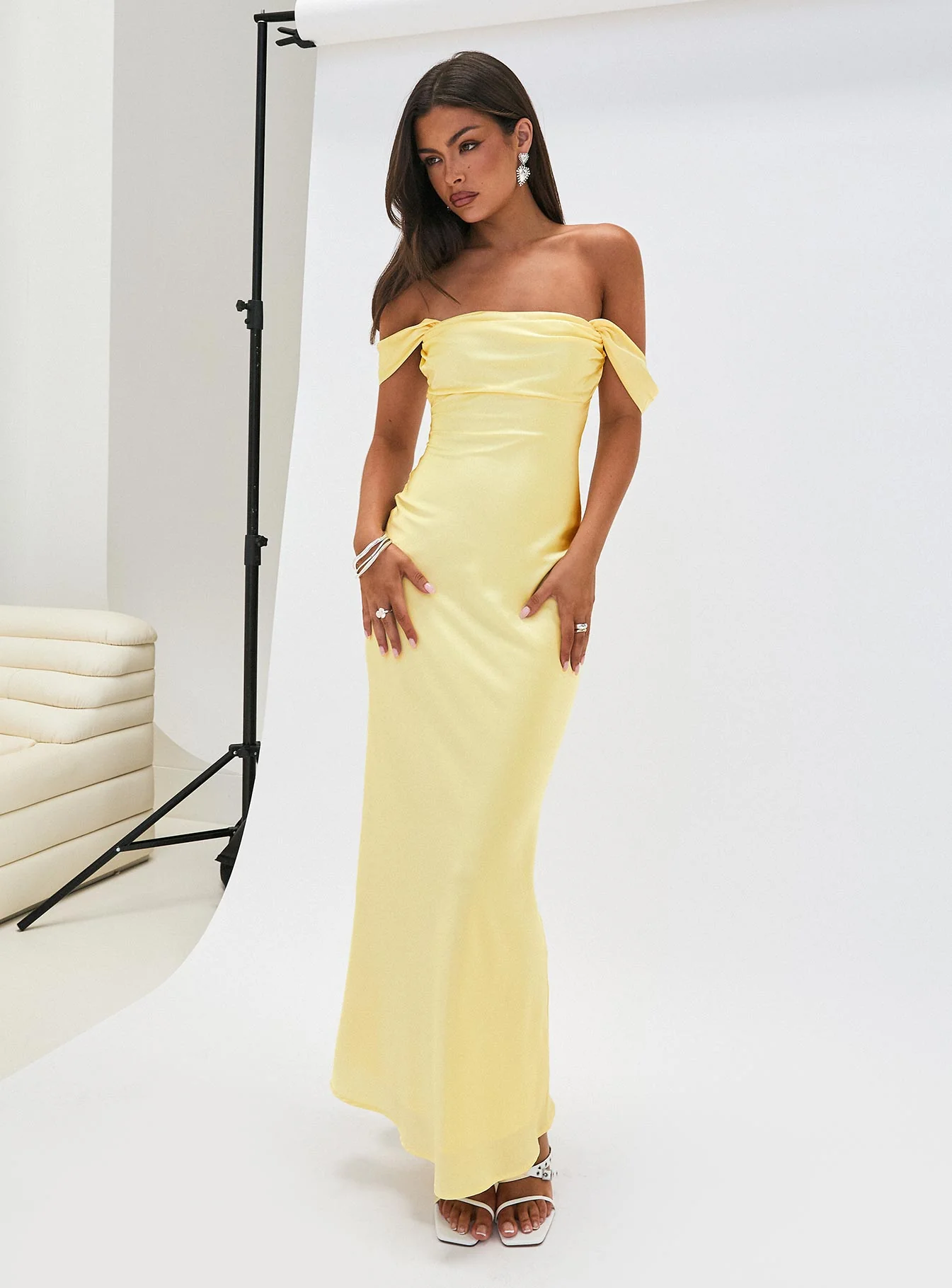 Azura Off The Shoulder Maxi Dress Yellow