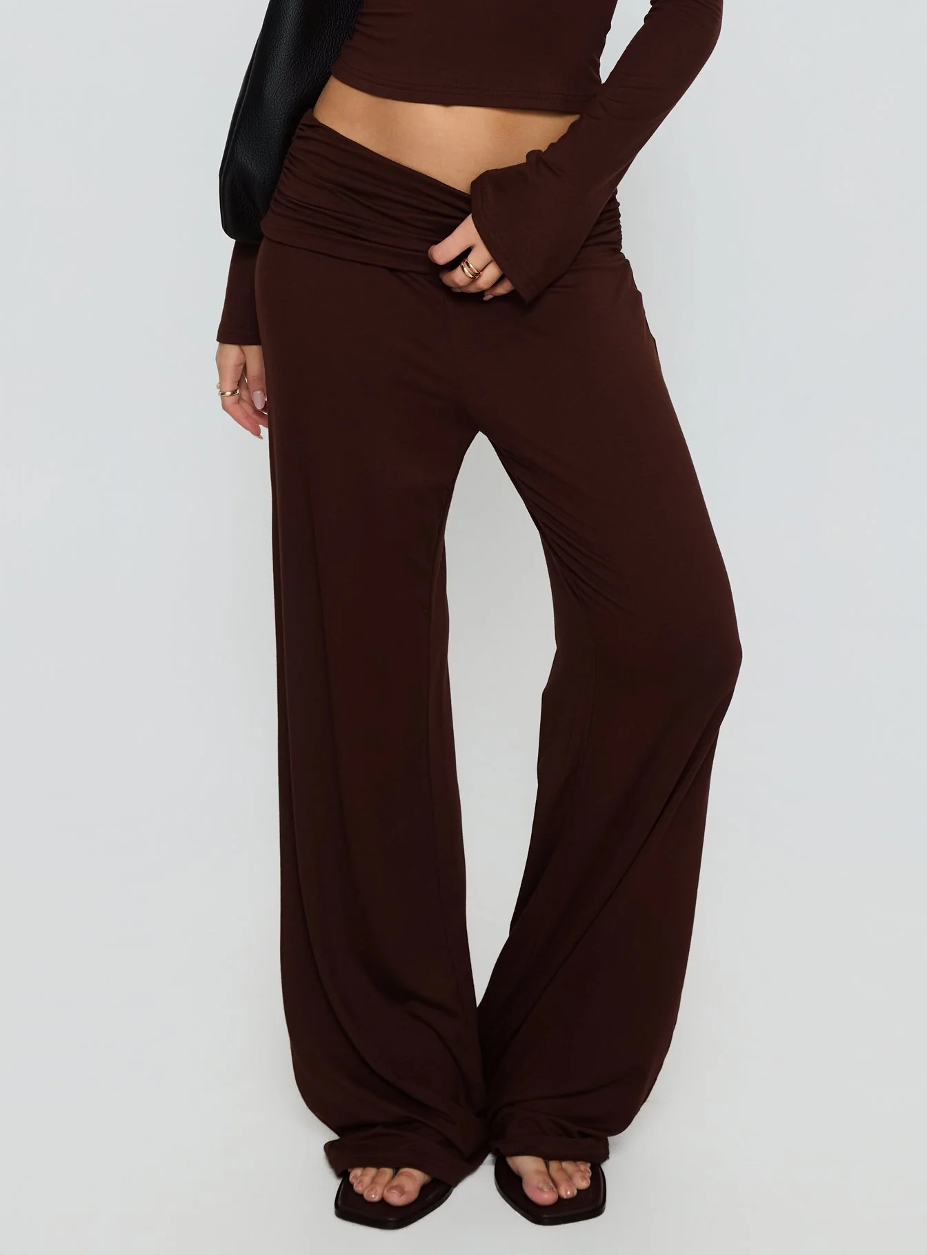Fawne Ruched Folded Pants Brown