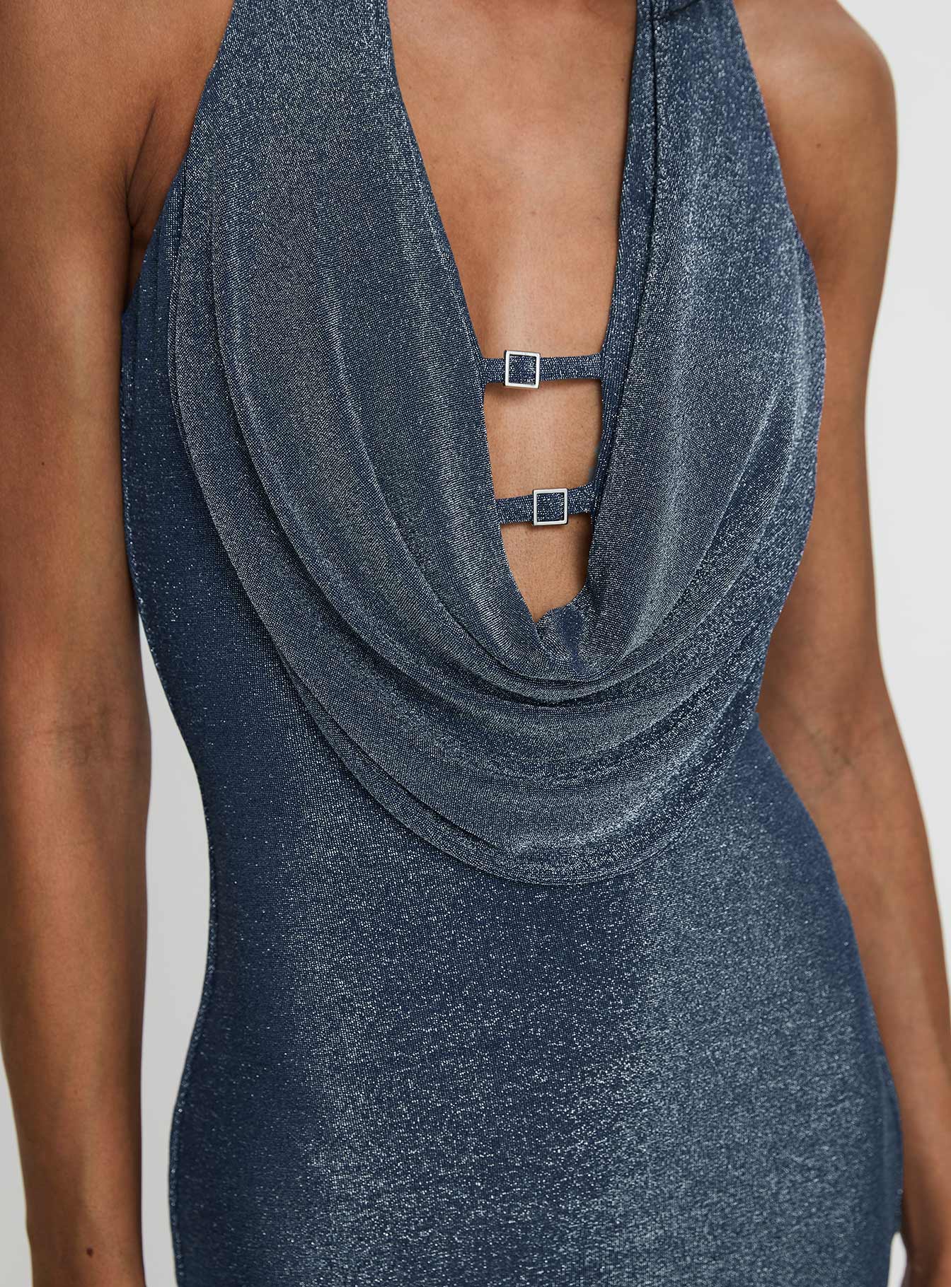 Big Deal Halter Mini Dress Blue Glitter