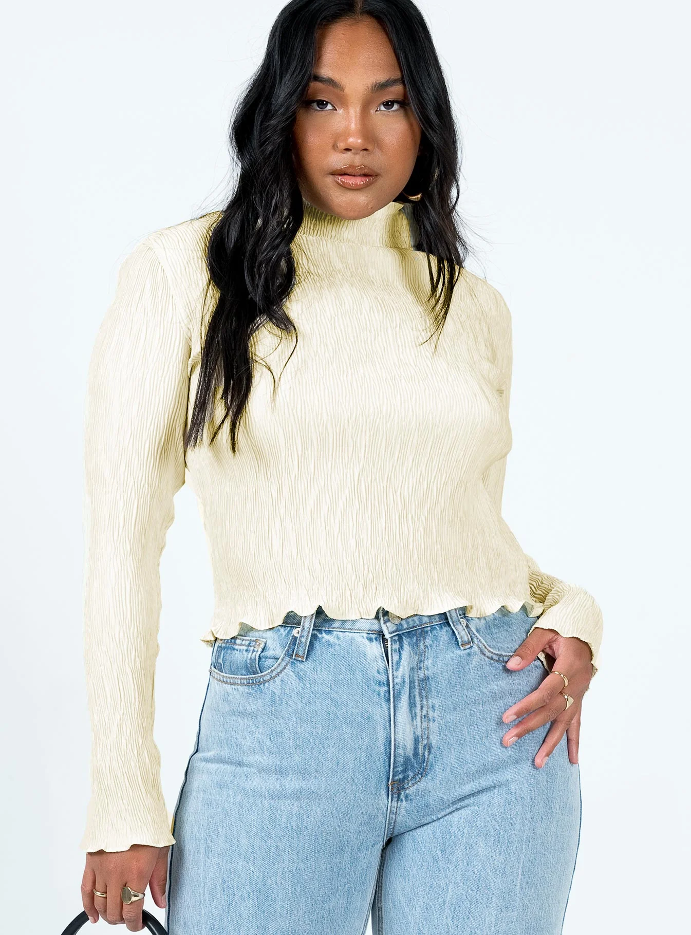 Plisse And Thank You Top Ivory