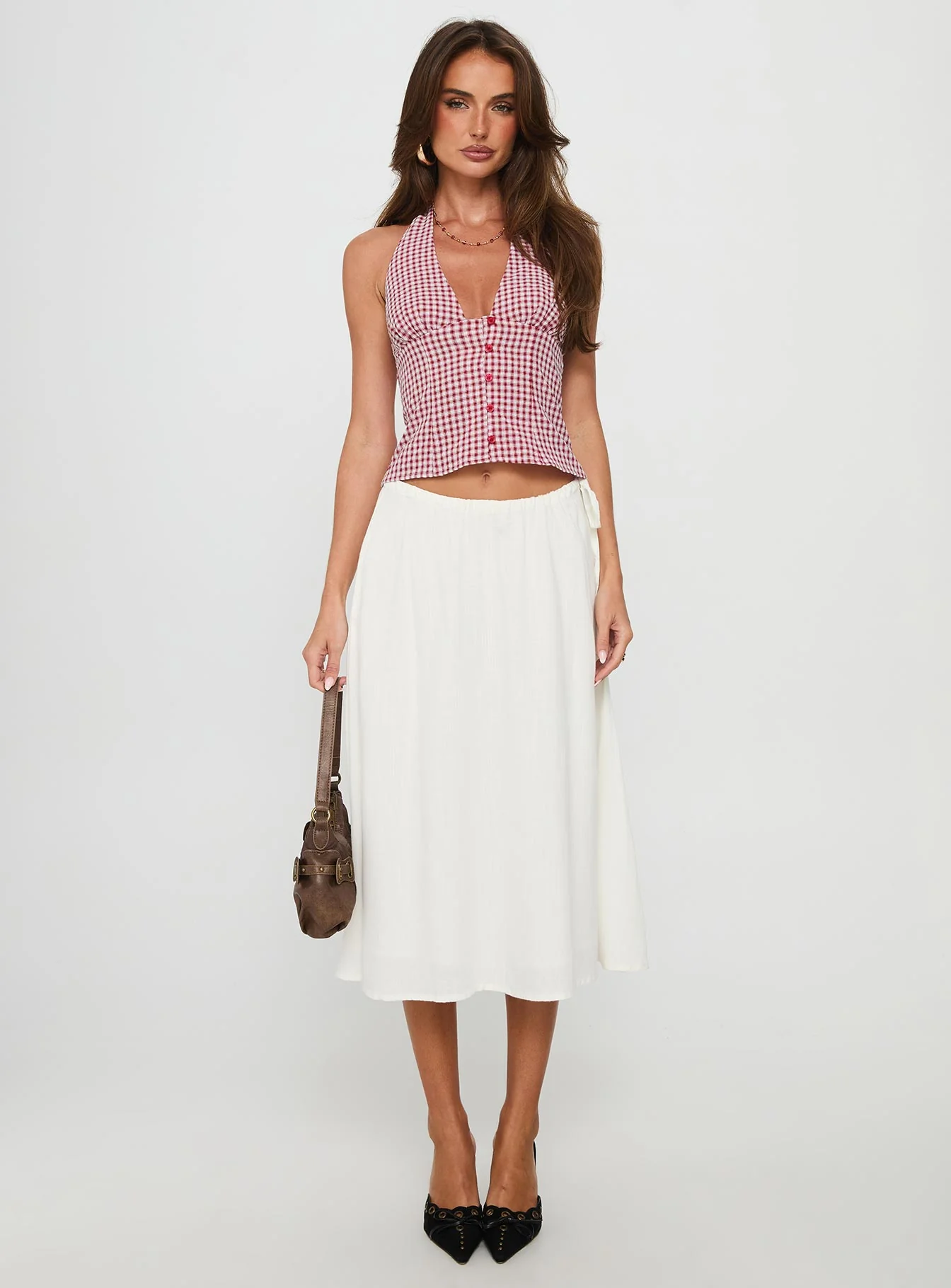 Persuasion Tie Side Midi Skirt White