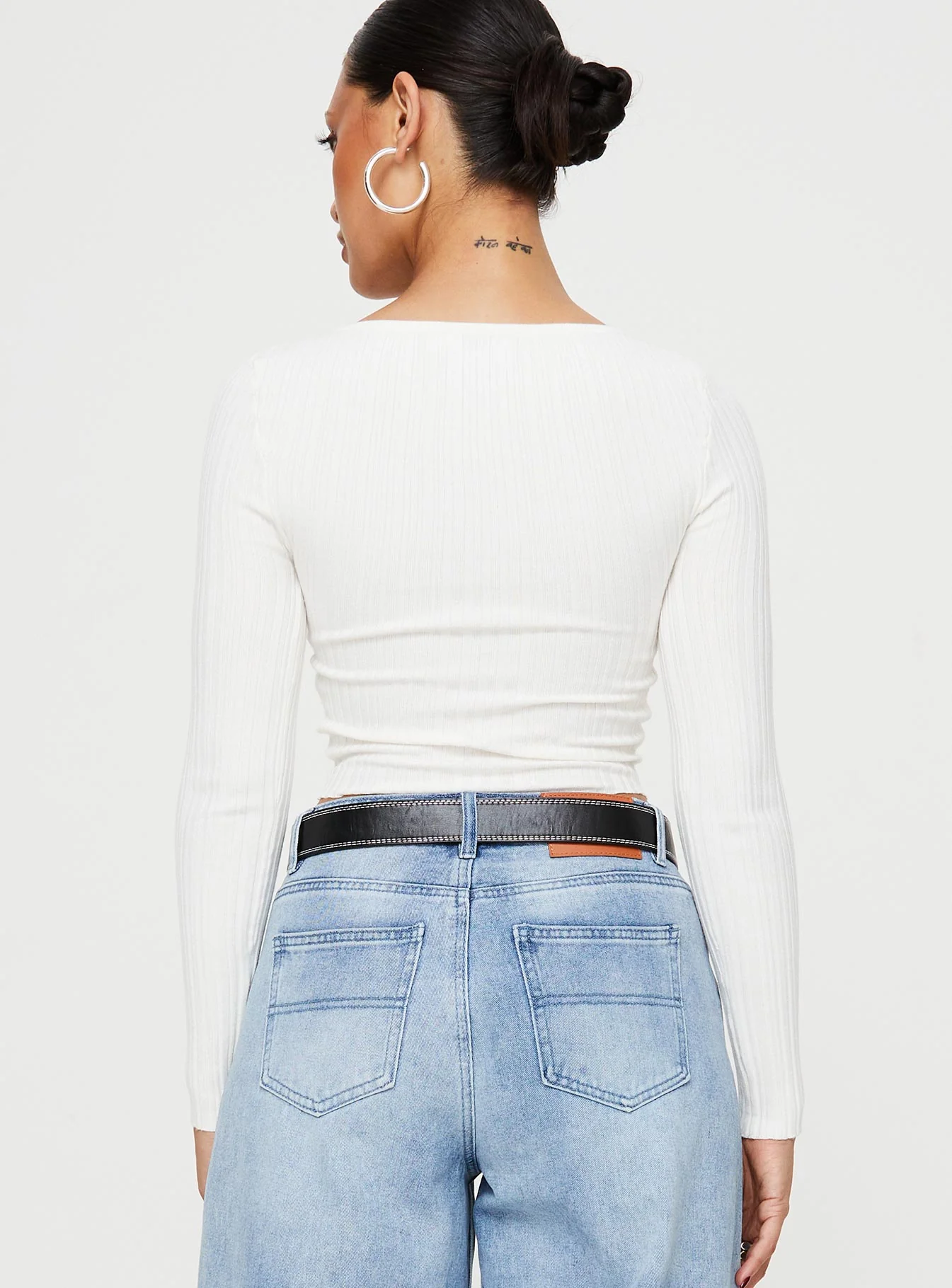 Stanzler Twist Long Sleeve Top White