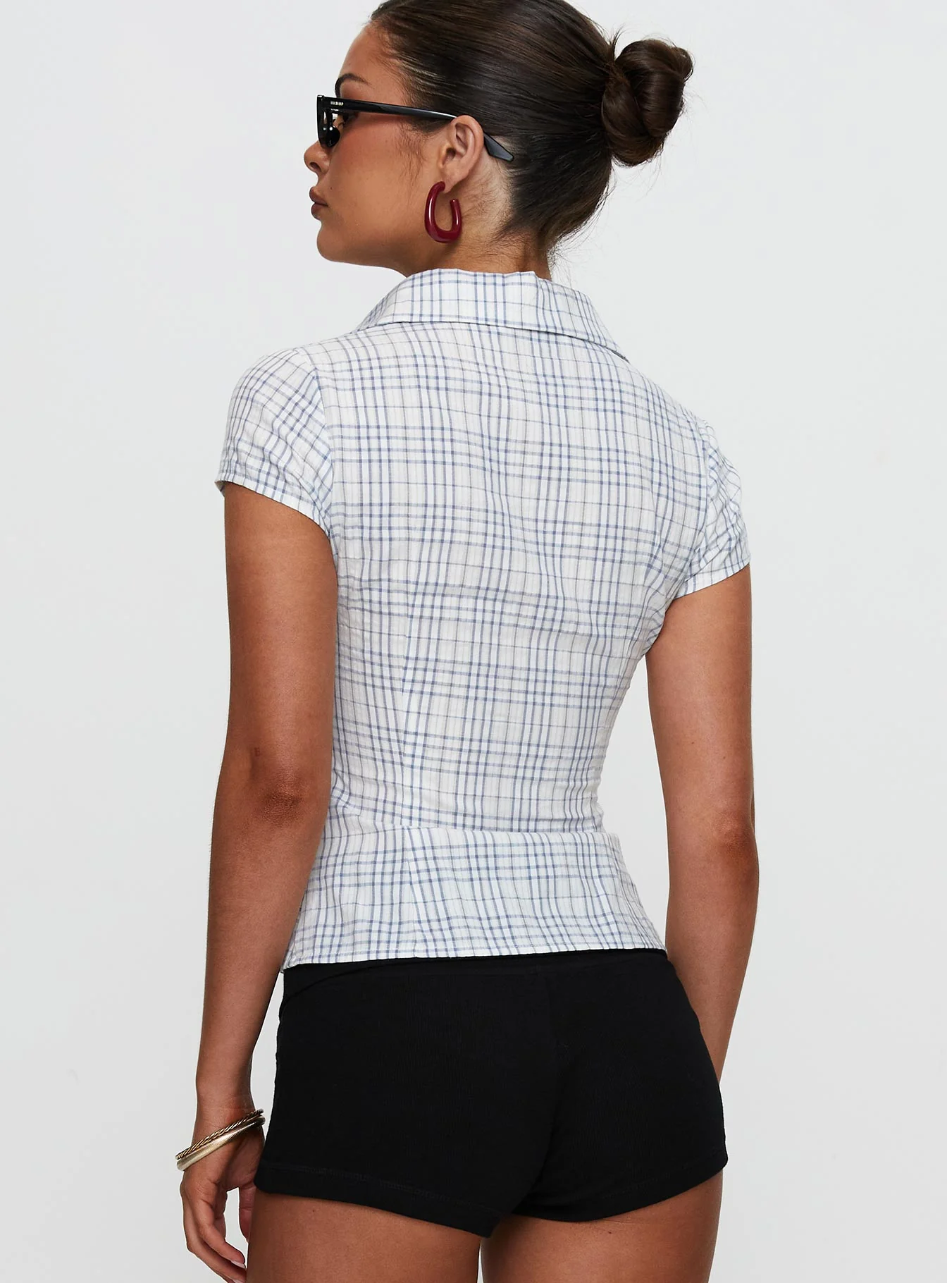 Cottesloe Blouse Top Blue Check