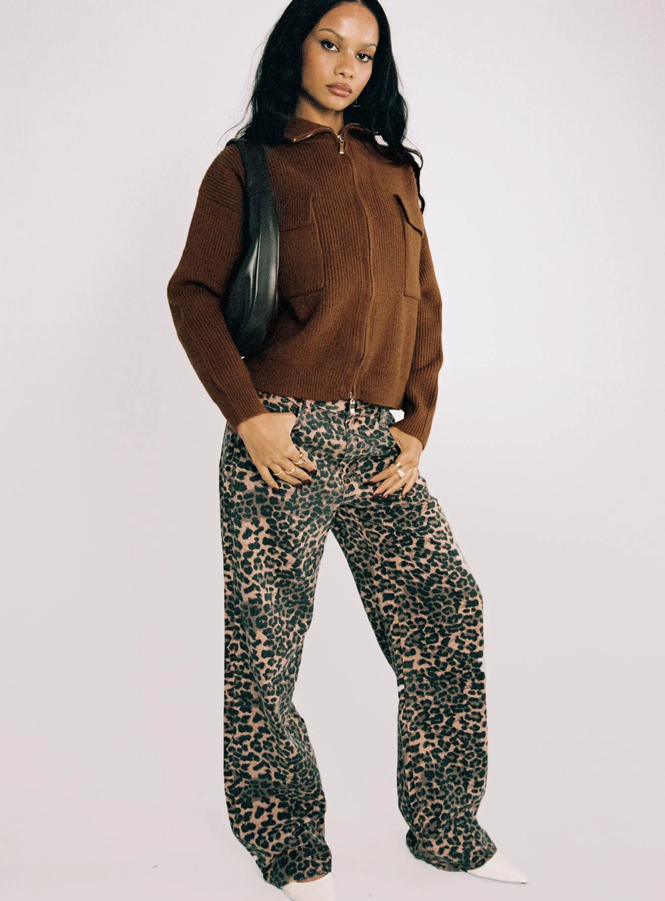 Top Model Low Rise Straight Leg Jeans Leopard