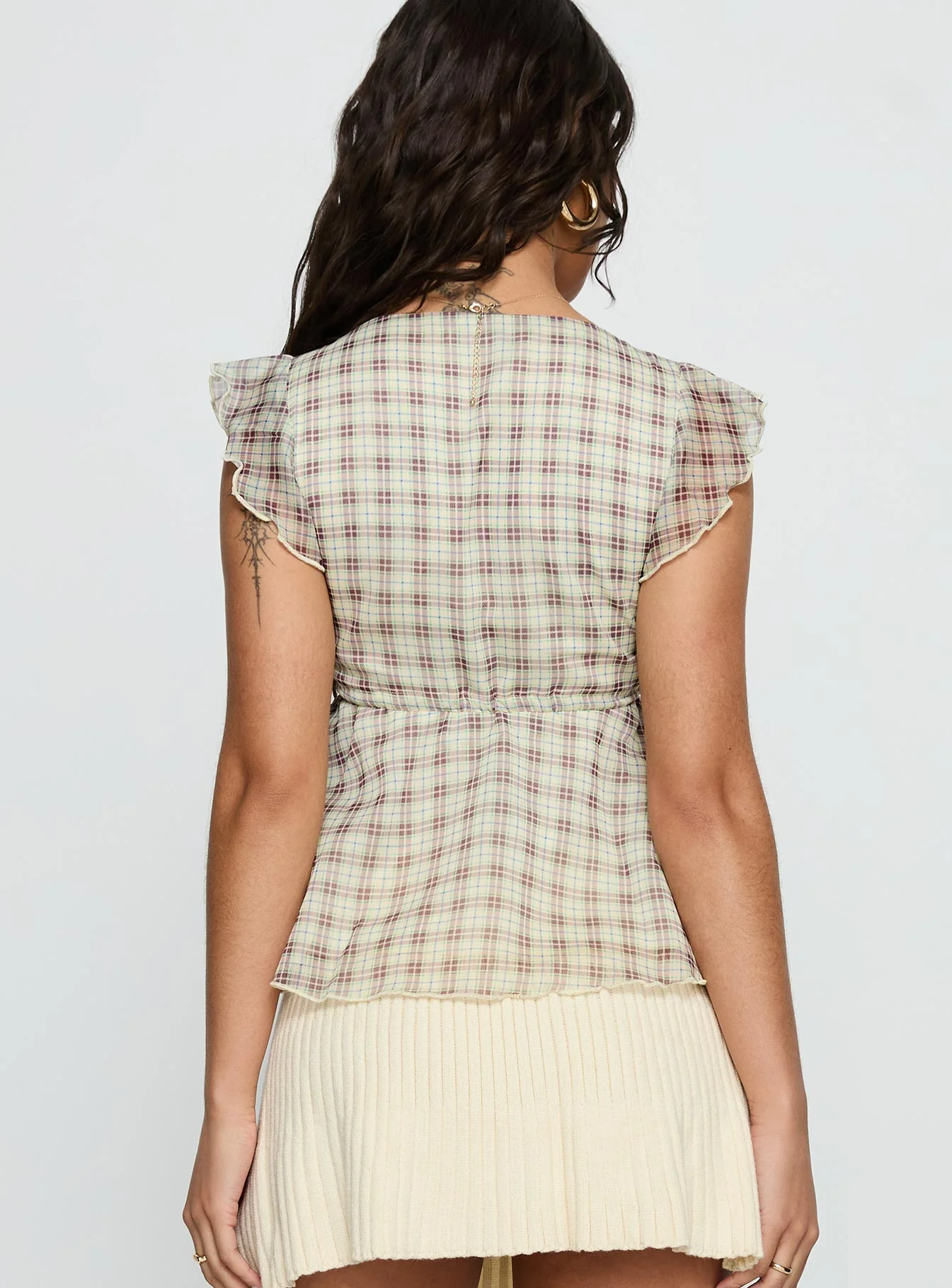 Auroraah Frill Top Yellow Check