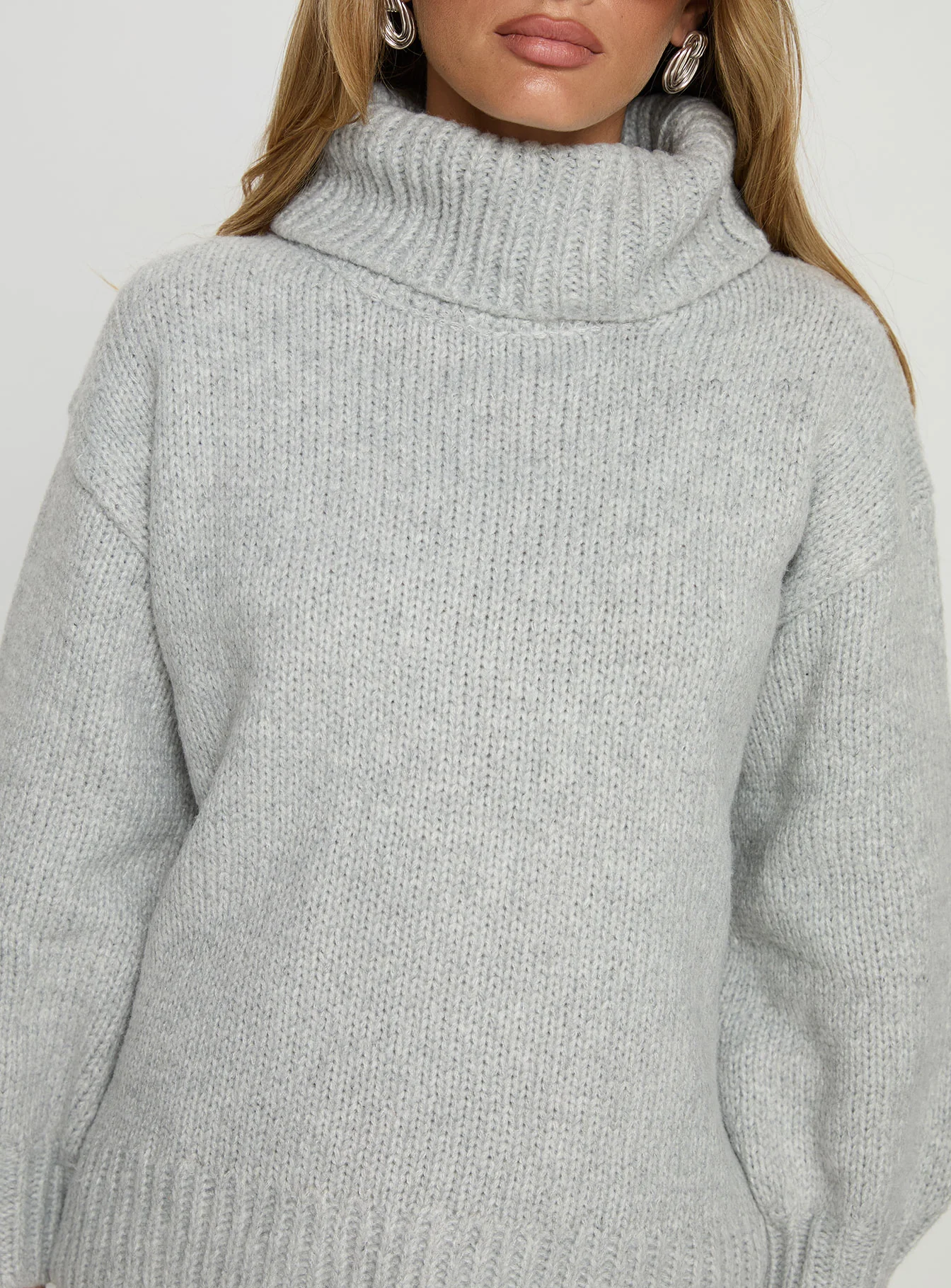 Let Love In Knit Sweater Grey