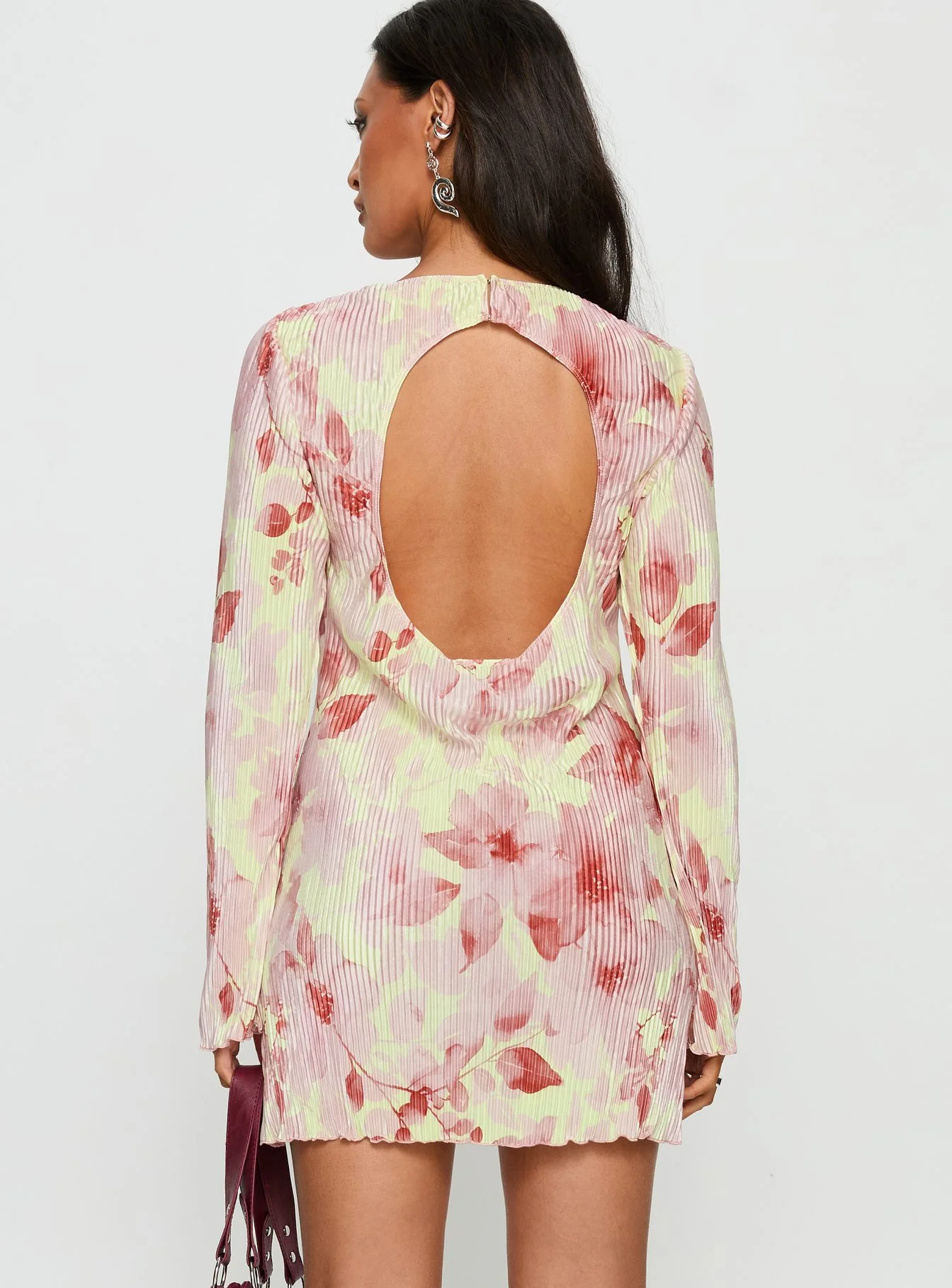 Odelie Long Sleeve Plisse Mini Dress Multi Floral