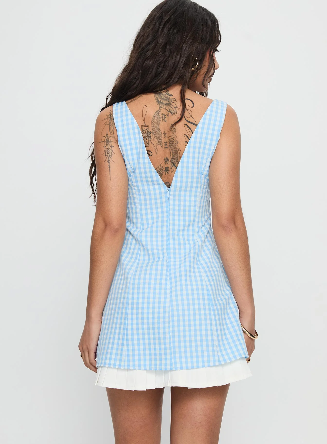 Evielle Underskirt Mini Dress Blue Check