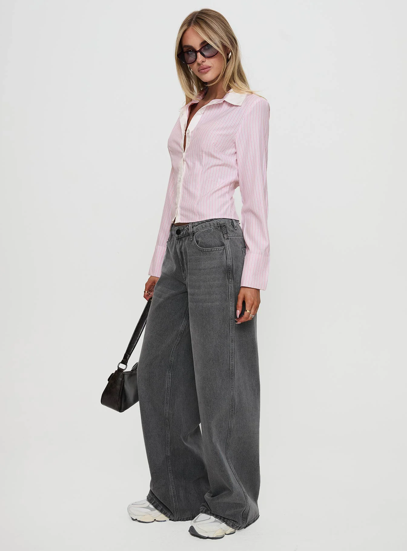 Ramos Low Rise Wide Leg Jeans Grey Wash