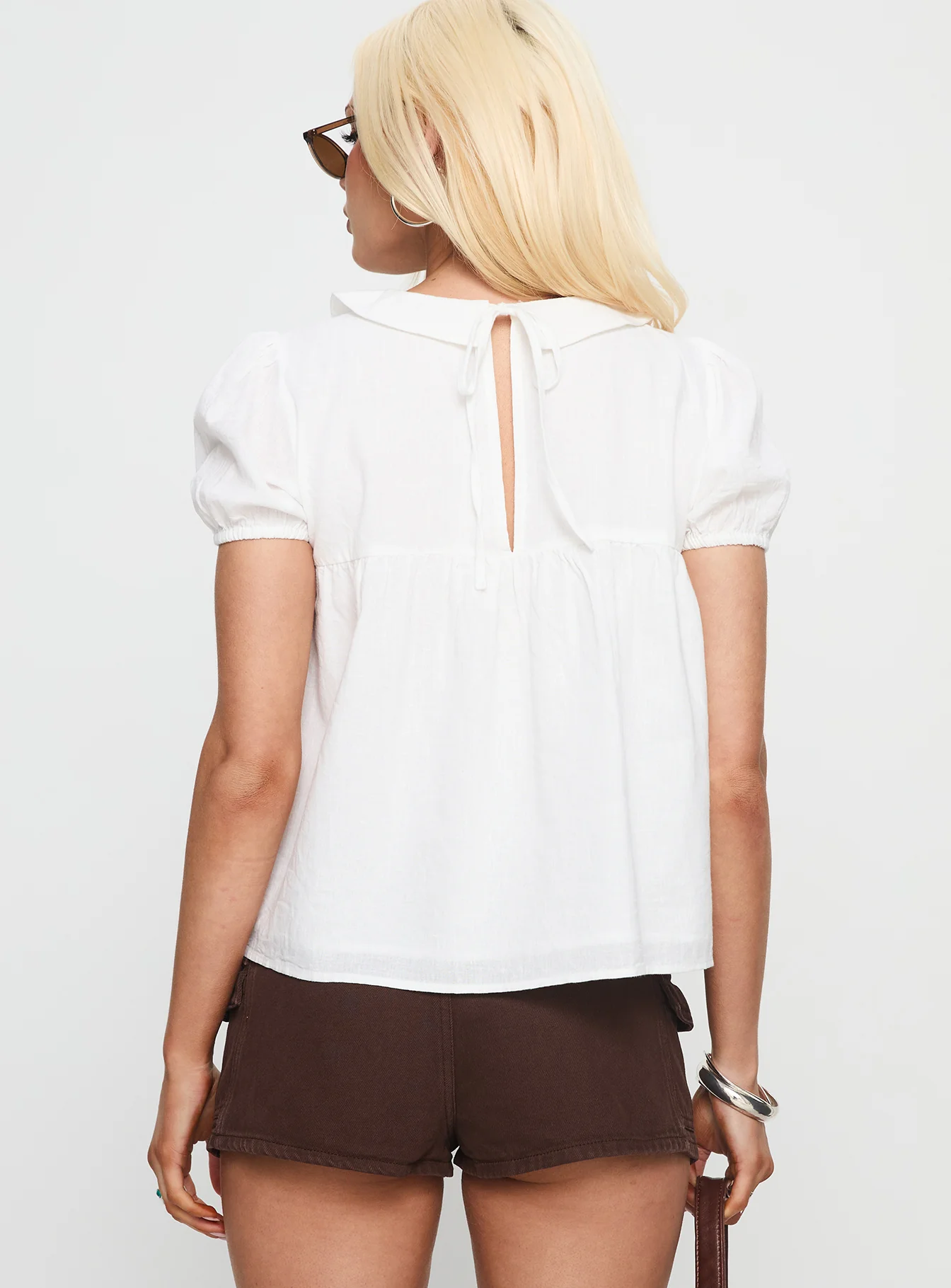 Vaylen Collared Blouse Top White