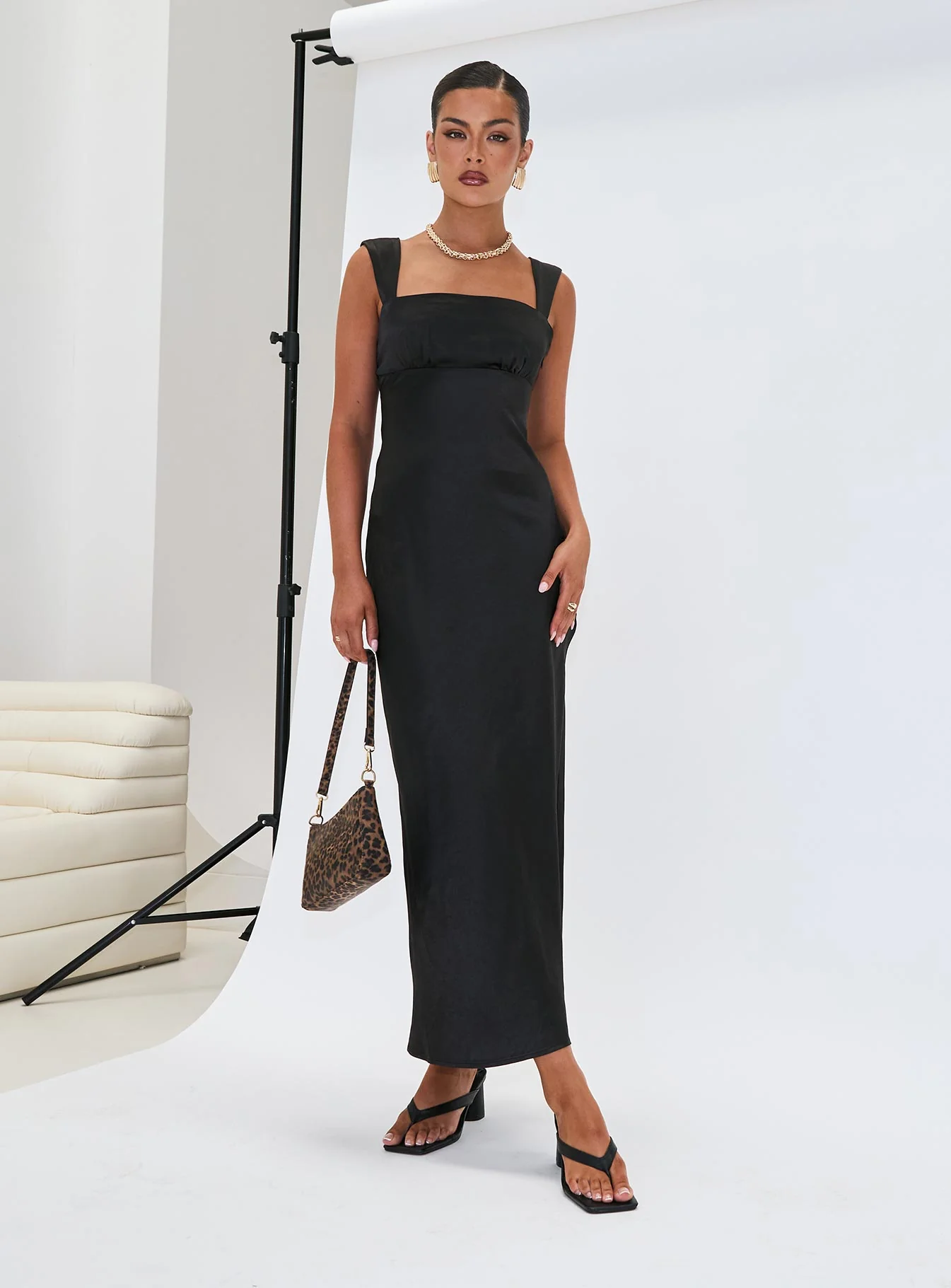 Radioactive Bias Cut Maxi Dress Black