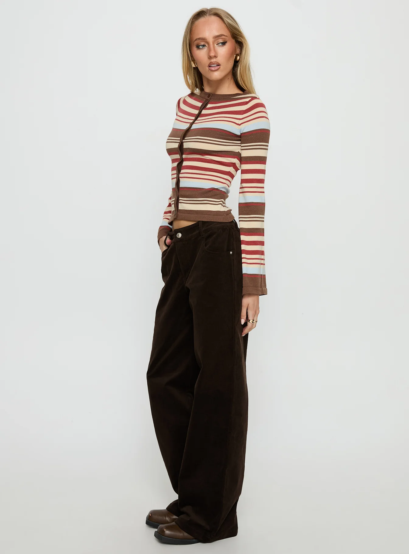 Kenza Wide Leg Corduroy Pant Brown