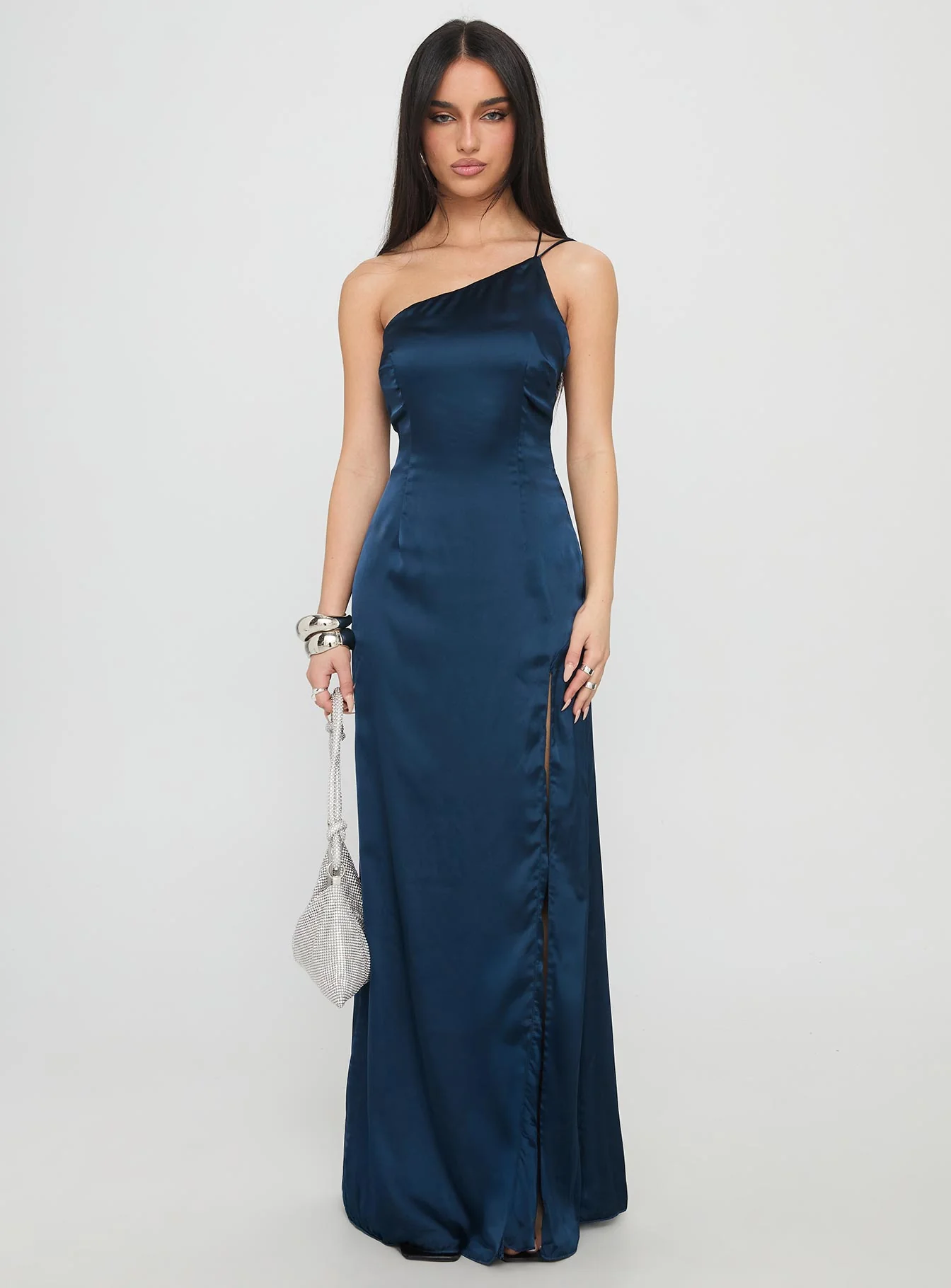 Kiss Of Life Satin Maxi Dress Navy