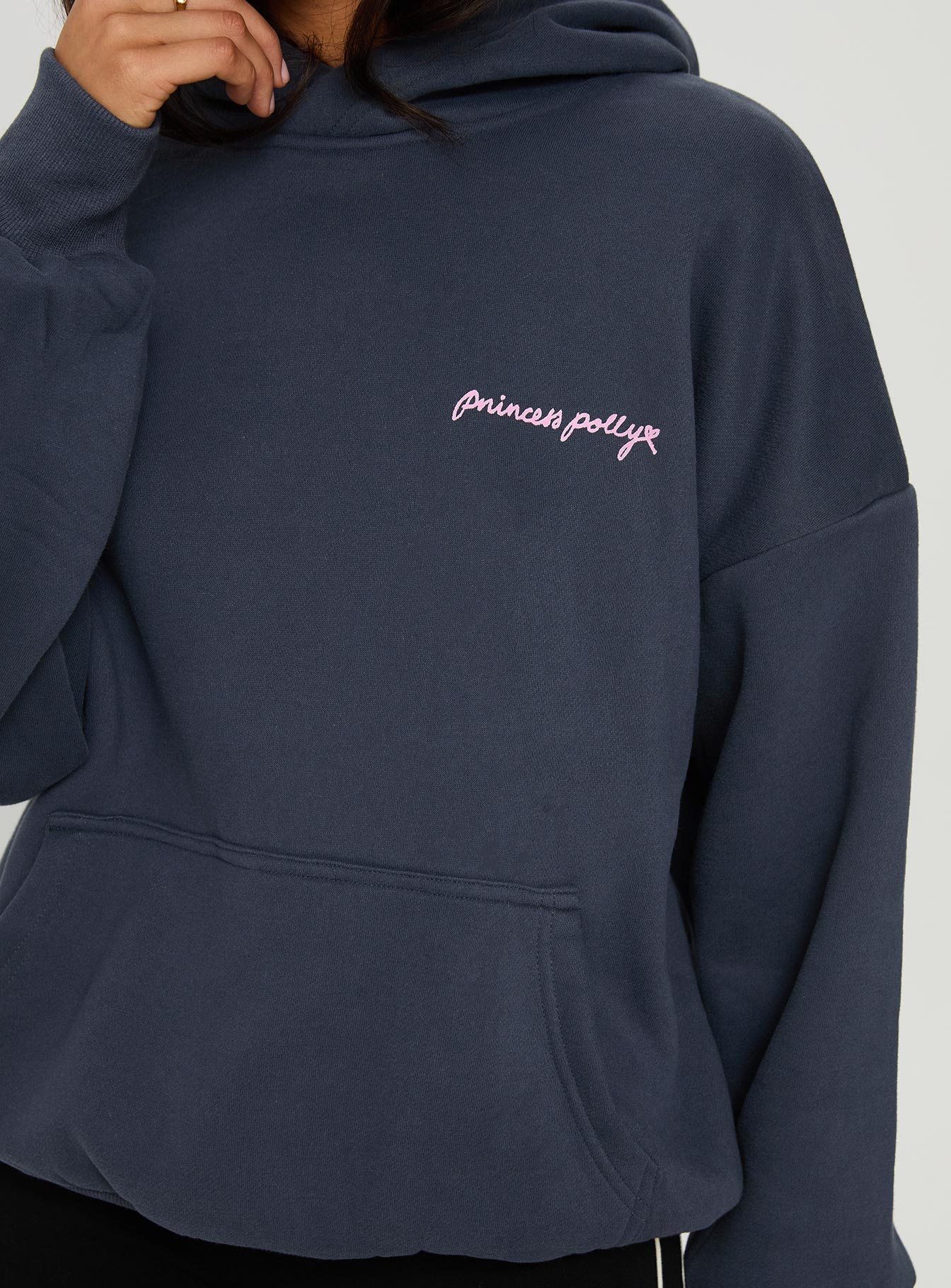 Princess Polly Love Letter Graphic Hoodie Slate Grey