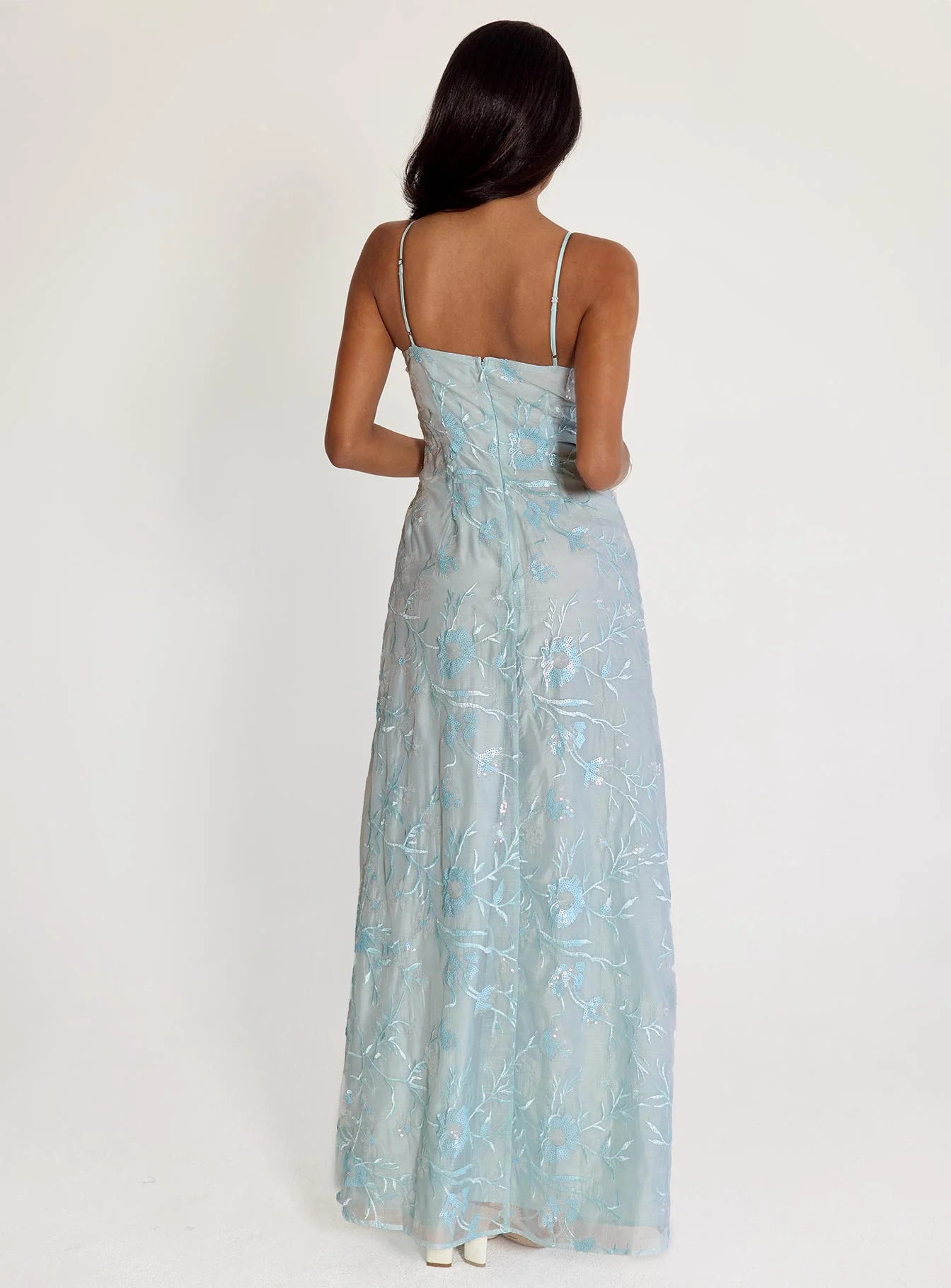 Believe In Love Embroidered Maxi Dress Blue