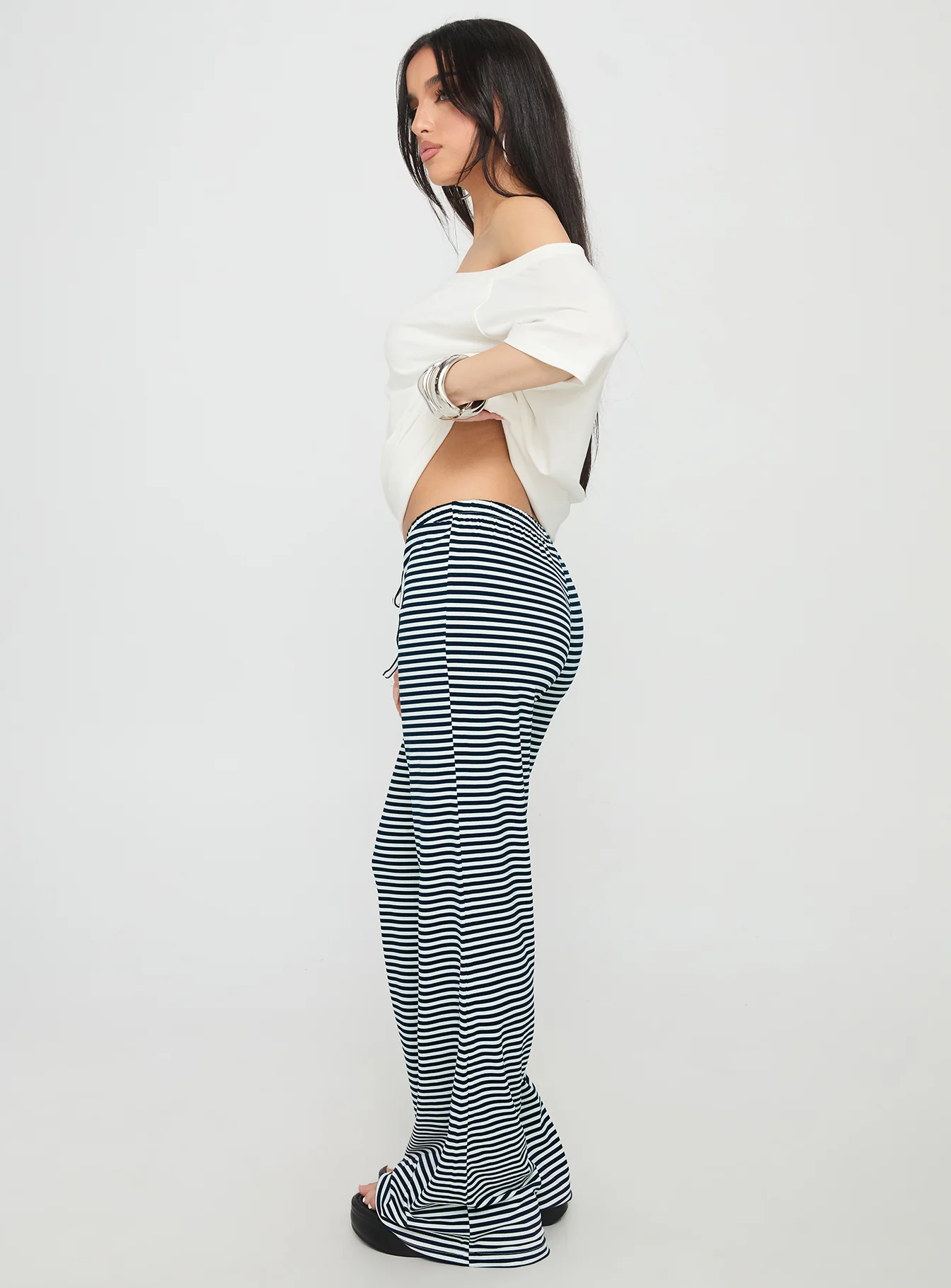 Alfreda Jersey Pants Navy Stripe